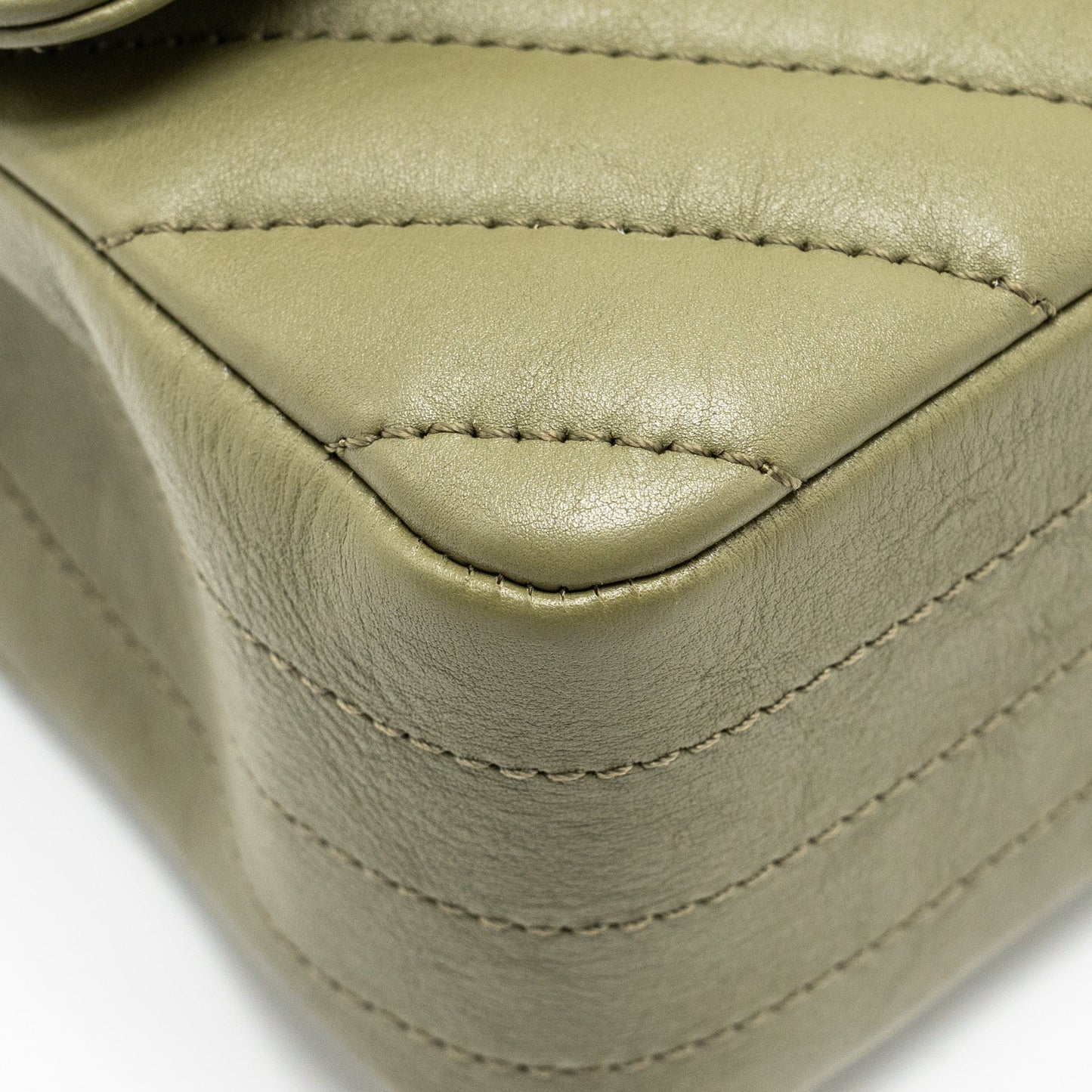 Chanel Chevron Mini Rectangular Flap Bag Calfskin Khaki