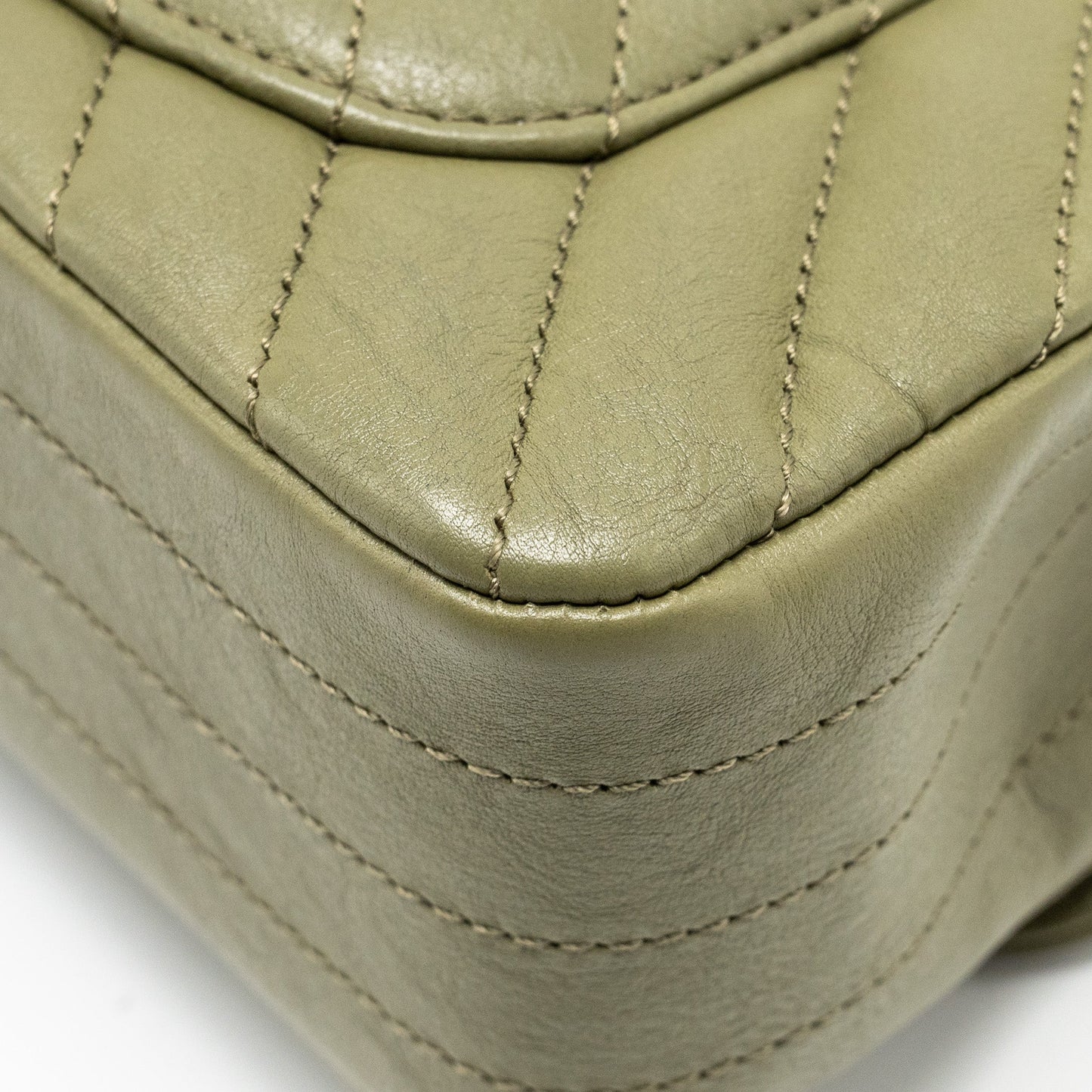 Chanel Chevron Mini Rectangular Flap Bag Calfskin Khaki