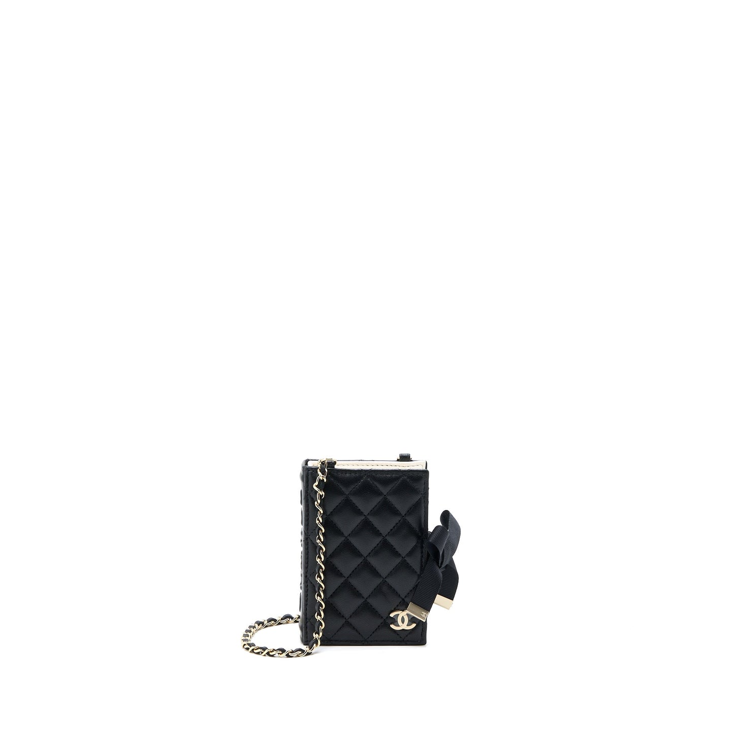 Chanel 22B Mini Book Card Holder With Chains Lambskin Black L
