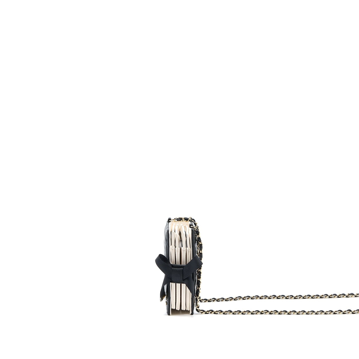 Chanel 22B Mini Book Card Holder With Chains Lambskin Black L
