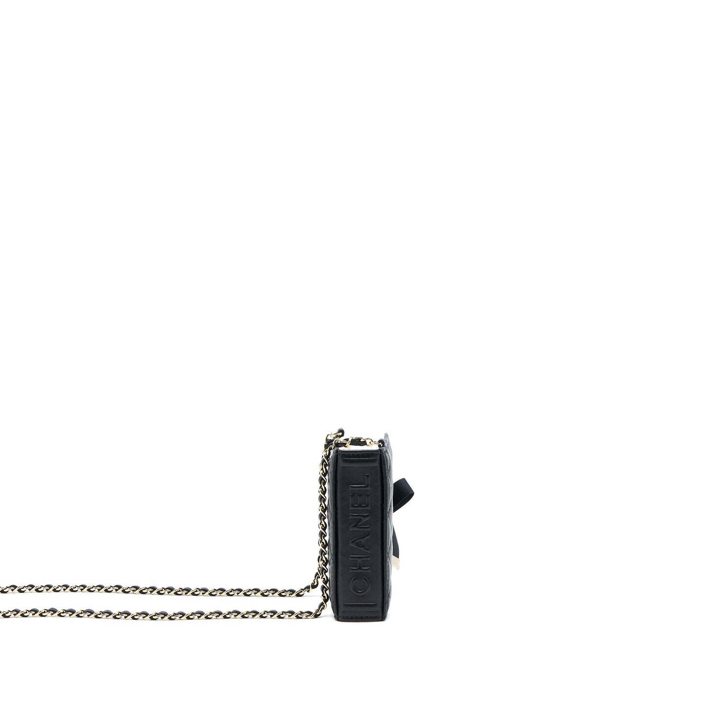 Chanel 22B Mini Book Card Holder With Chains Lambskin Black L