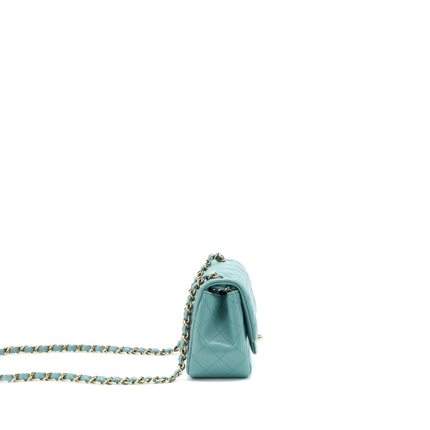 Chanel Mini Square Flap Bag Lambskin Light Green L (Microchip)