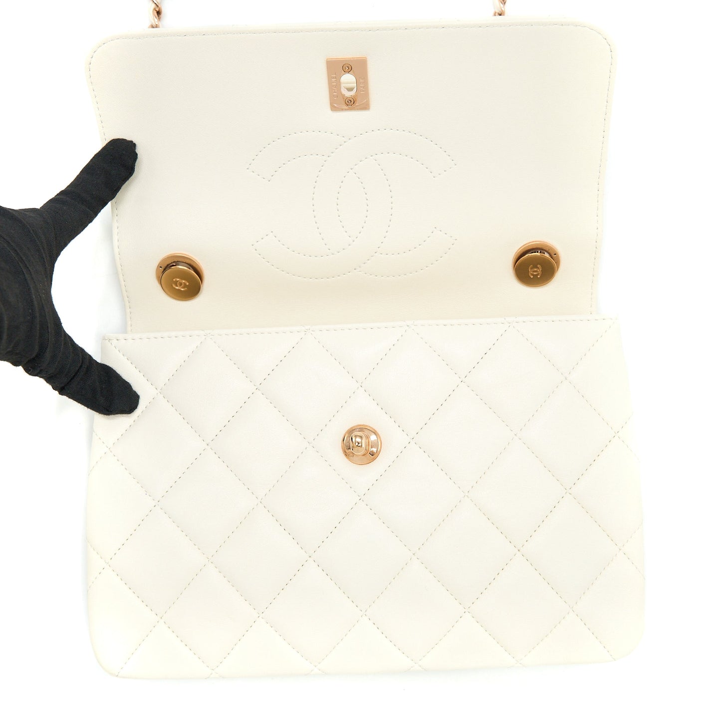Chanel Small Trendy CC Lambskin White R (Microchip)