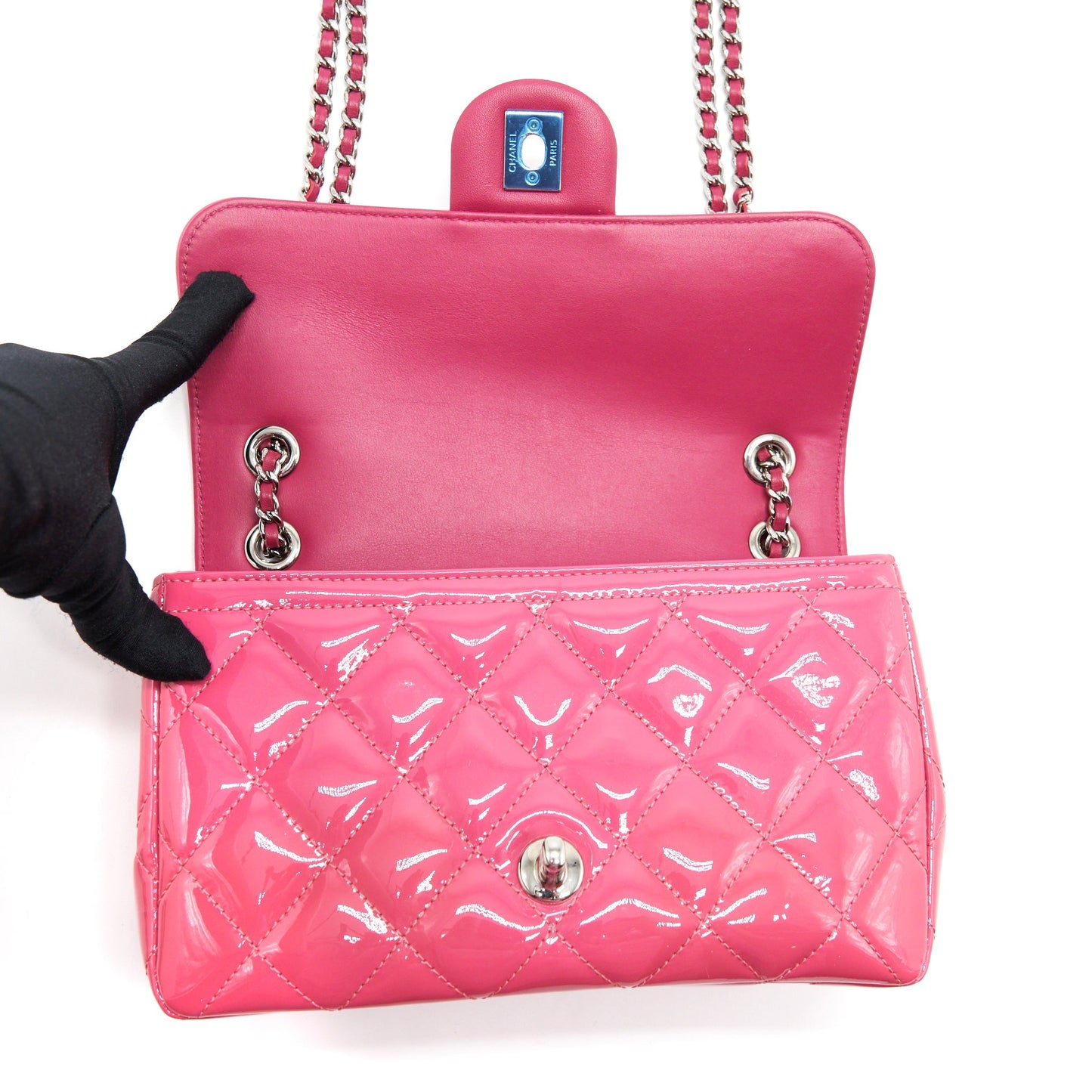 Chanel Coco Shine Flap Bag Patent Pink