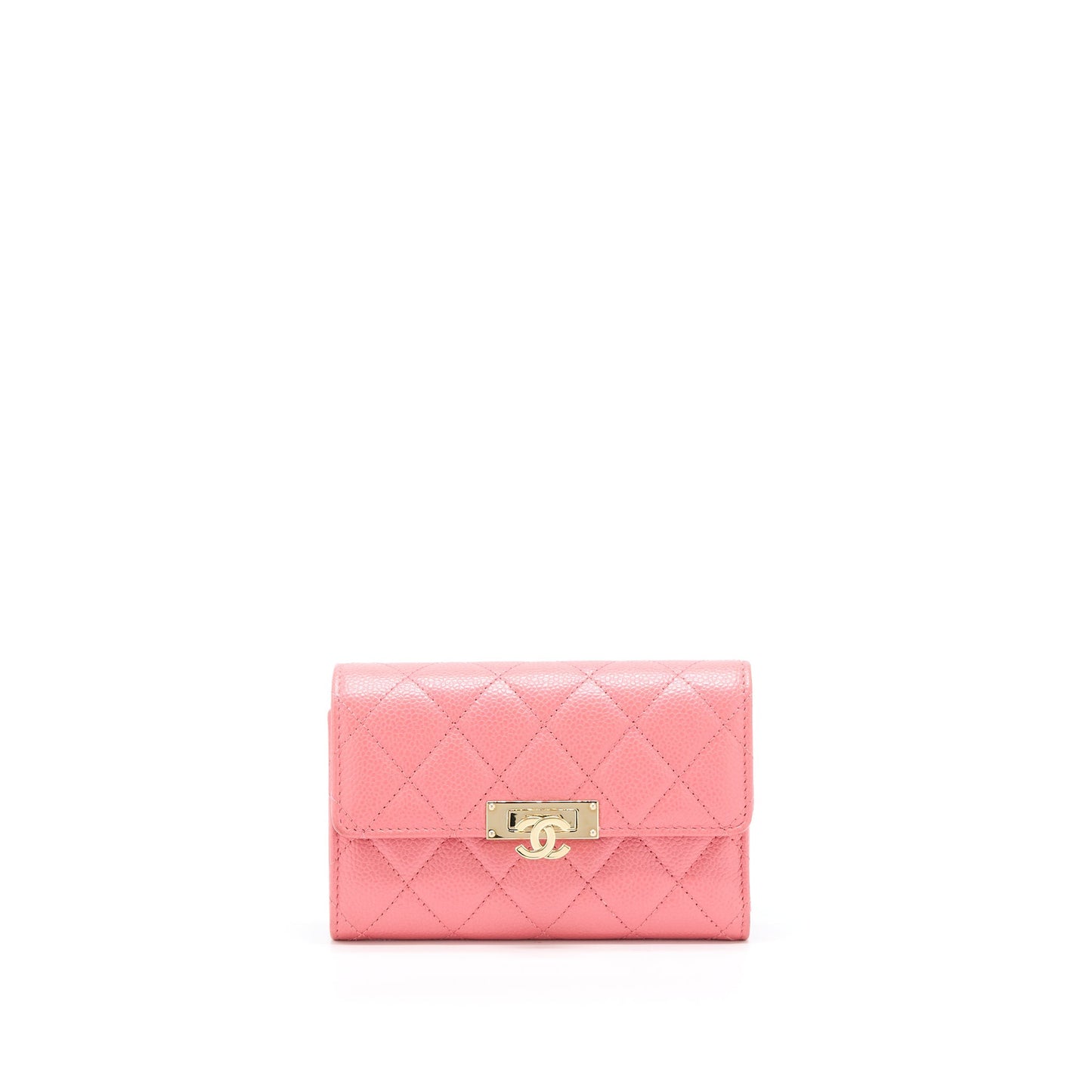 Chanel Flap Wallet Caviar Rose Pink L