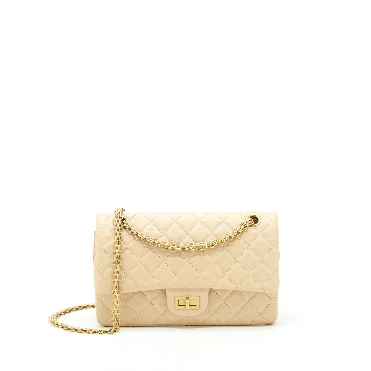 Chanel 2.55 225 Reissue Double Flap Bag Calfskin Light Beige