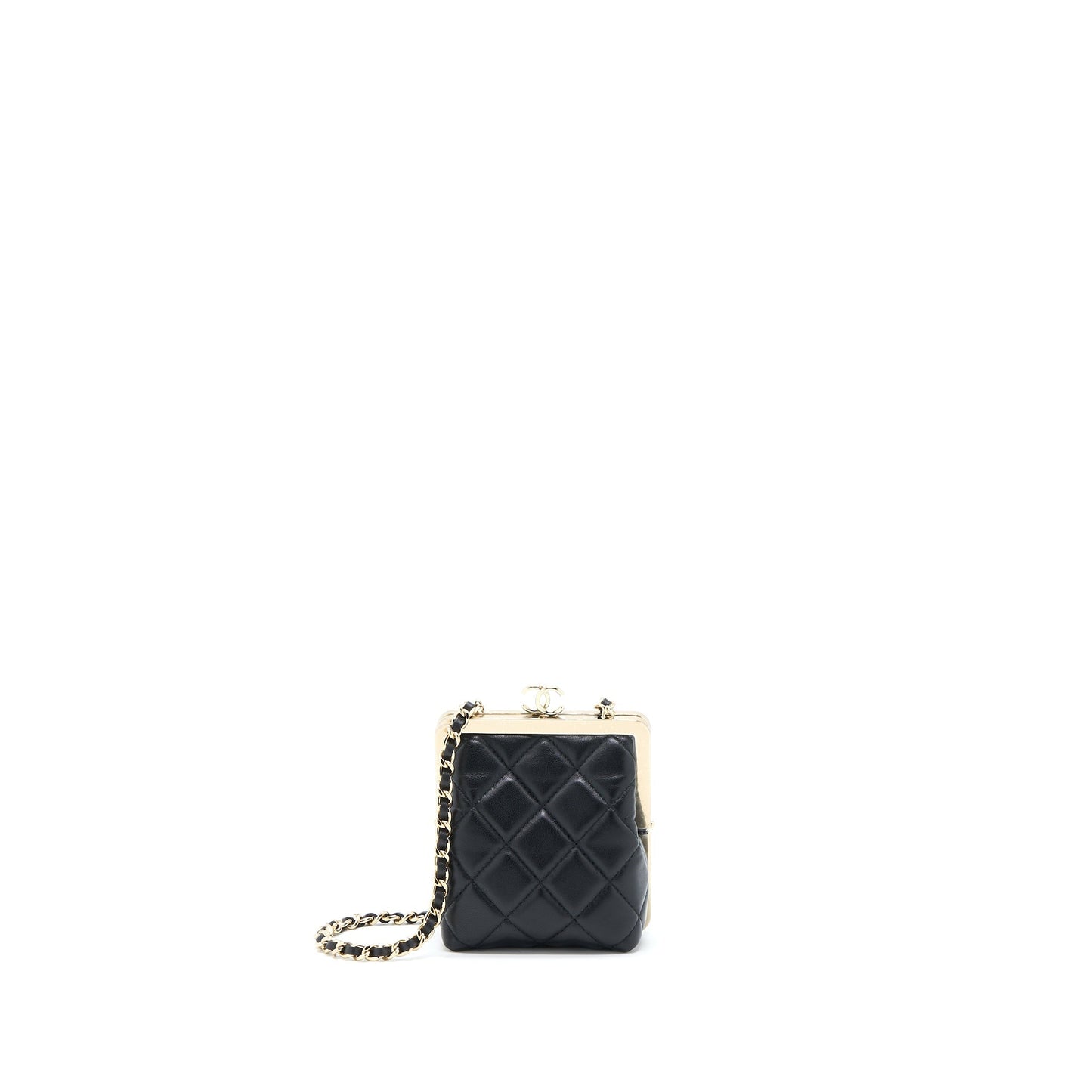 Chanel Mini Clip With Chain Lambskin Black L