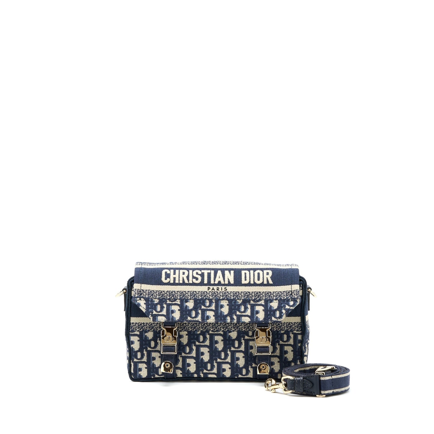 Dior Small Diorcamp Purse Blue Oblique Embroidery
