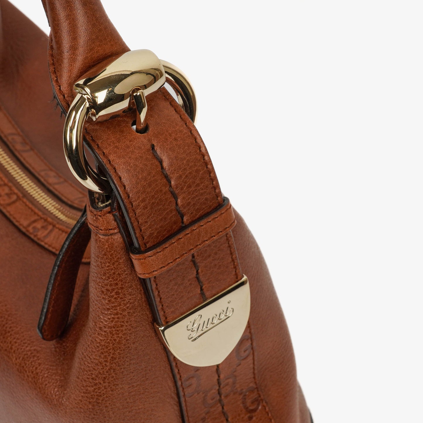 Gucci Brown Leather Signoria Hobo Shoulder Bag