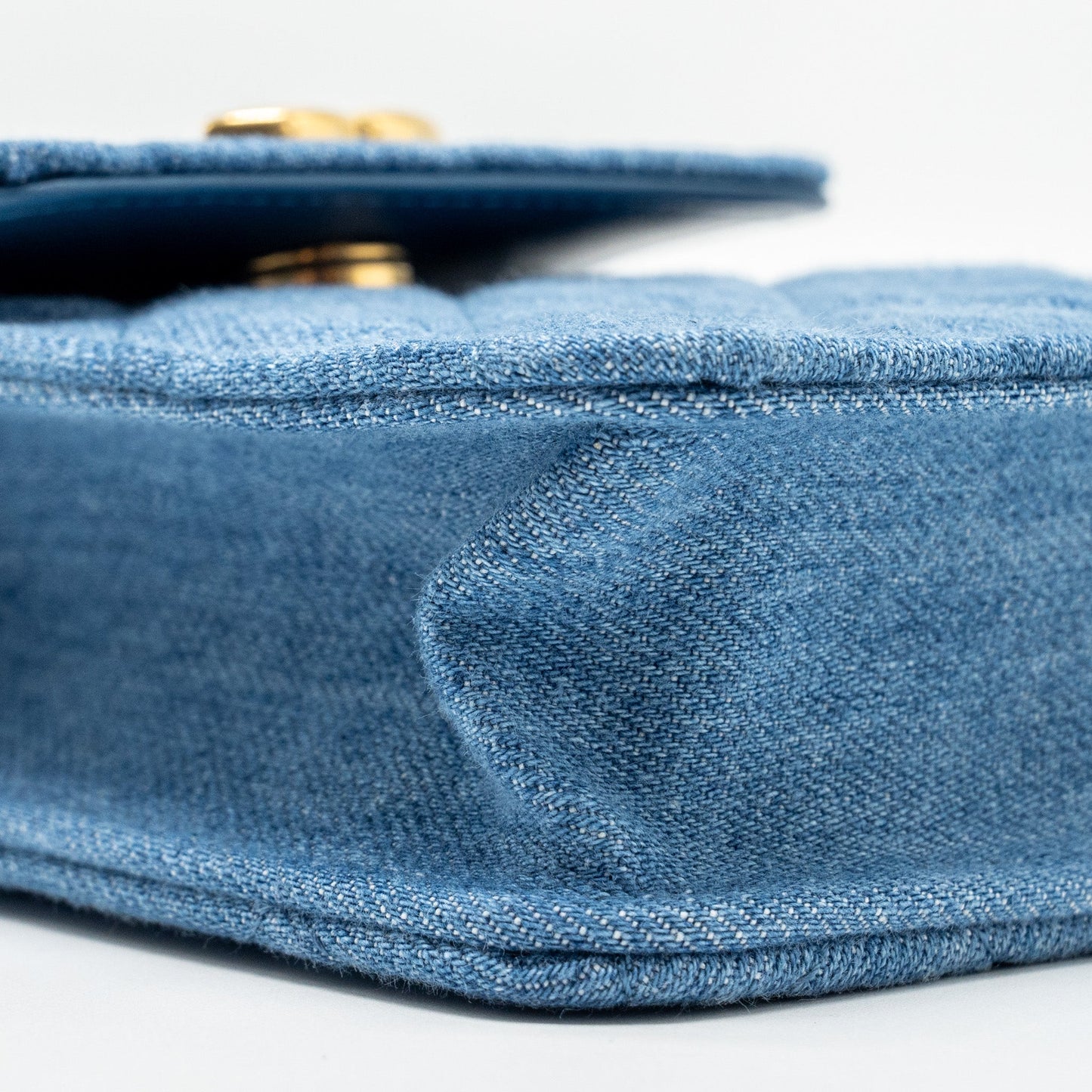 CHANEL Mini Vertical Flap Clutch With Chain Denim Blue  (microchip)