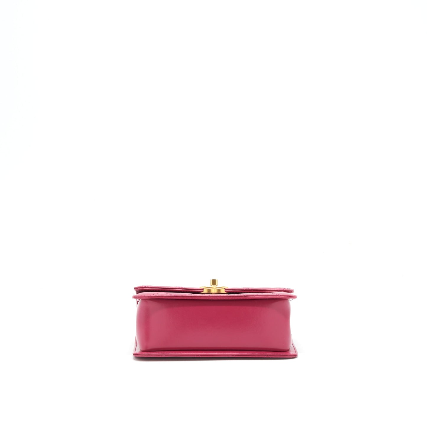Chanel 21A Small Gold Crush Flap Bag With Chain Calfskin Raspberry Pink