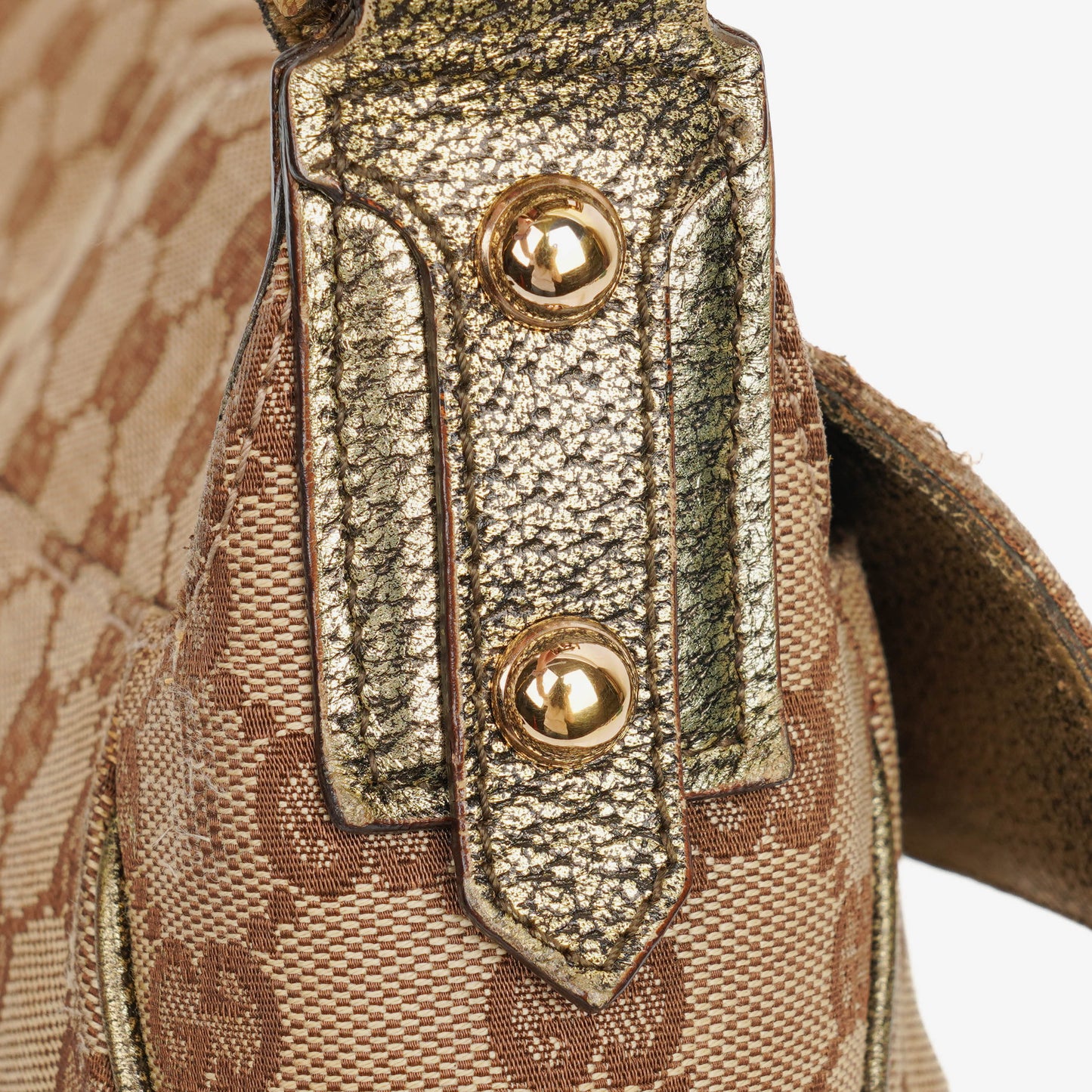 Gucci Beige/Metalic GG Canvas Horsebit Shoulder Bag