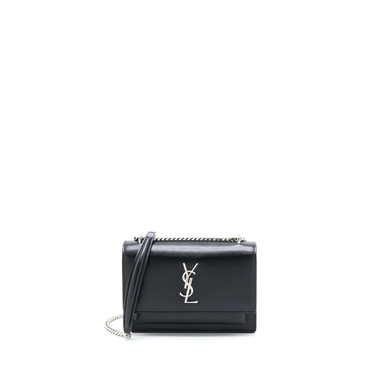Saint Laurent Sunset Chain Wallet Smooth Calfskin Black