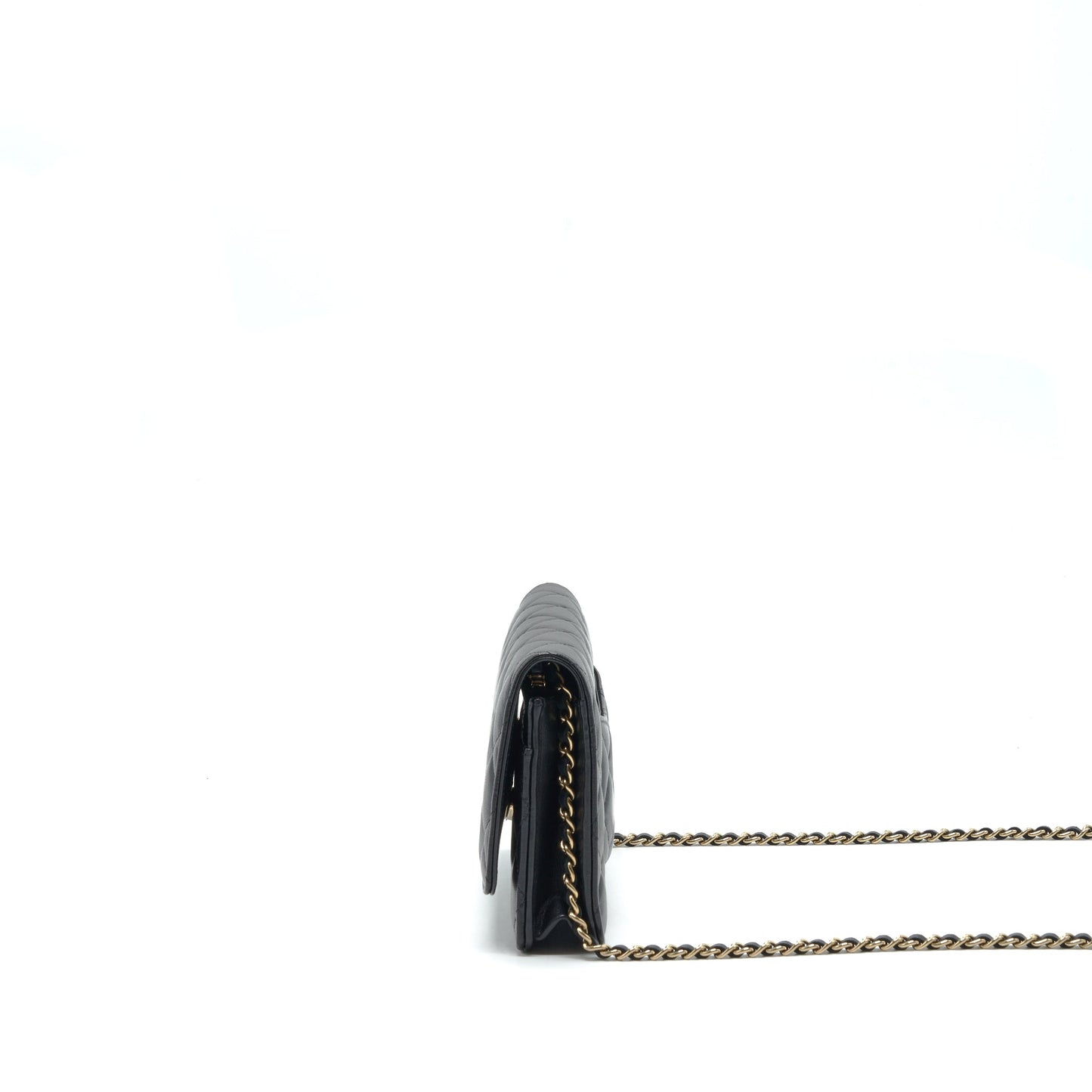Chanel Ribbon Wallet On Chain Lambskin Black L