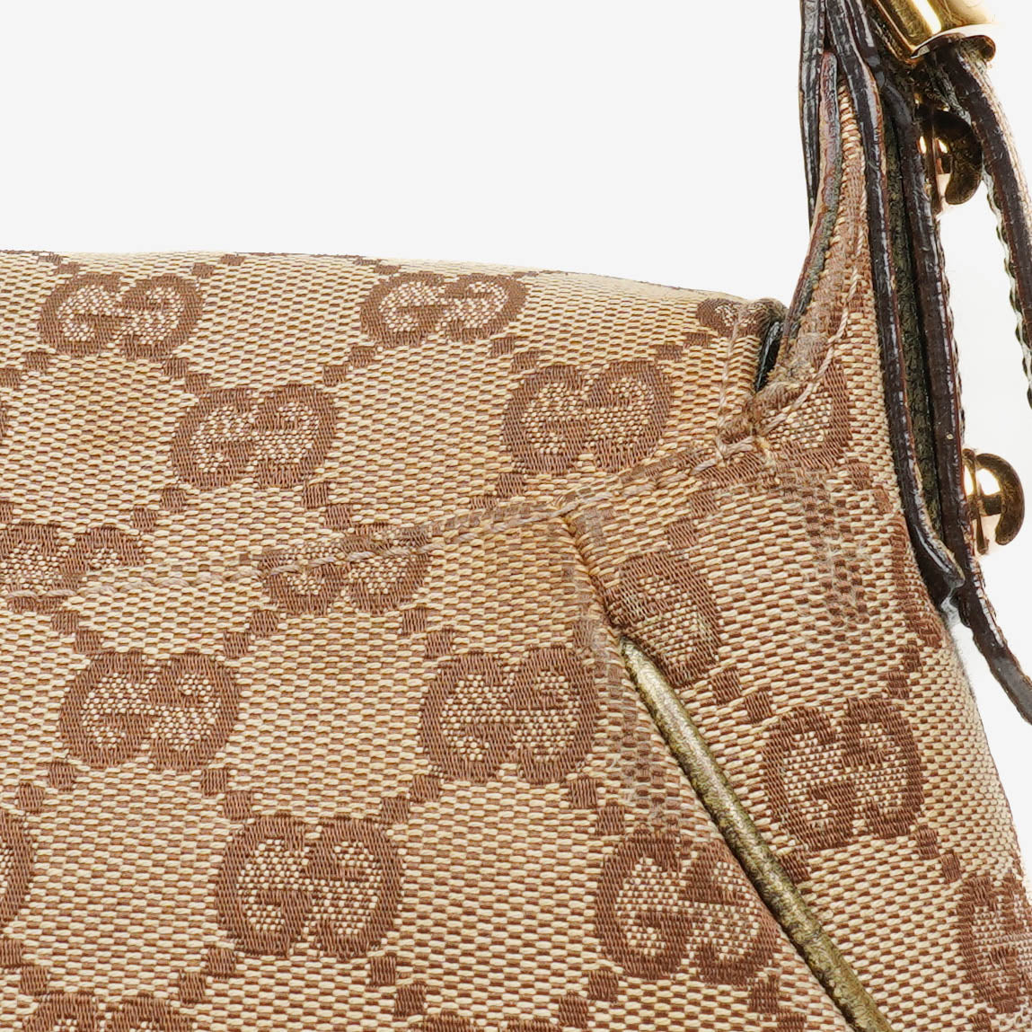 Gucci Beige/Metalic GG Canvas Horsebit Shoulder Bag