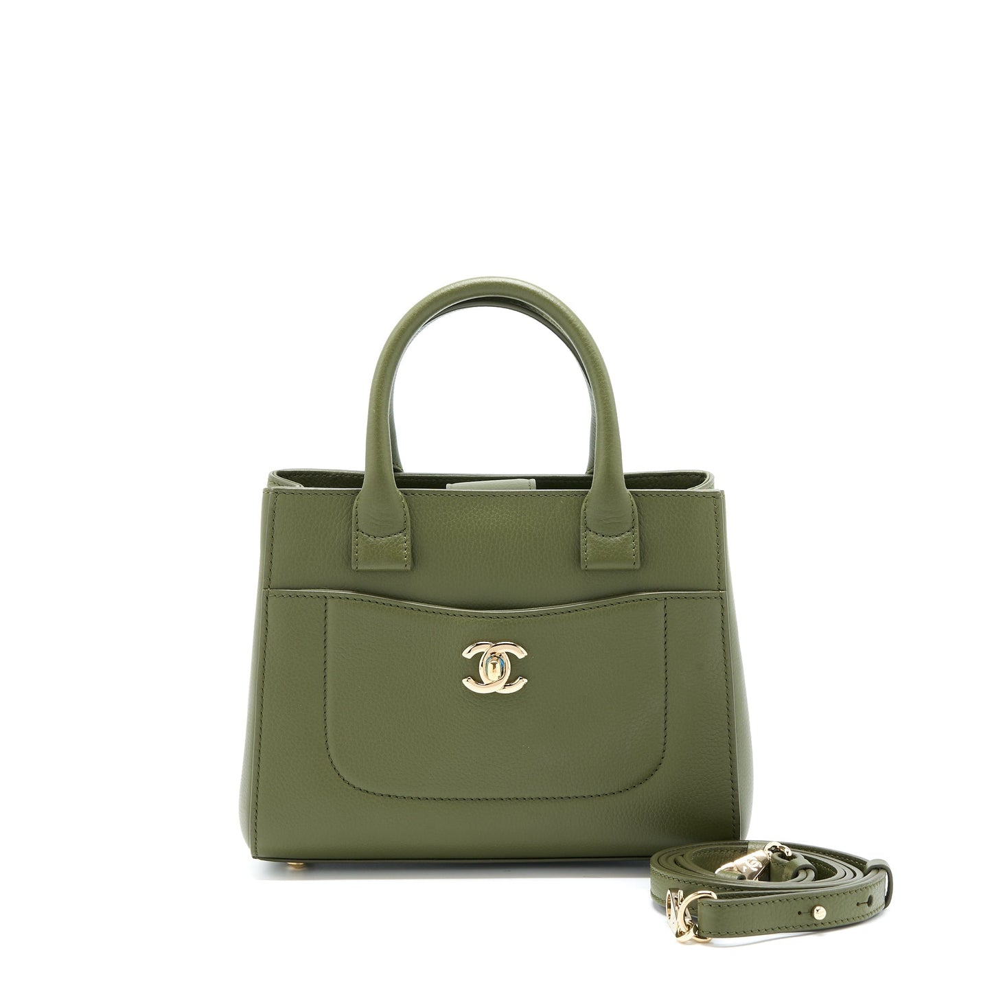 Chanel Small Top Handle Tote Calfskin Green L