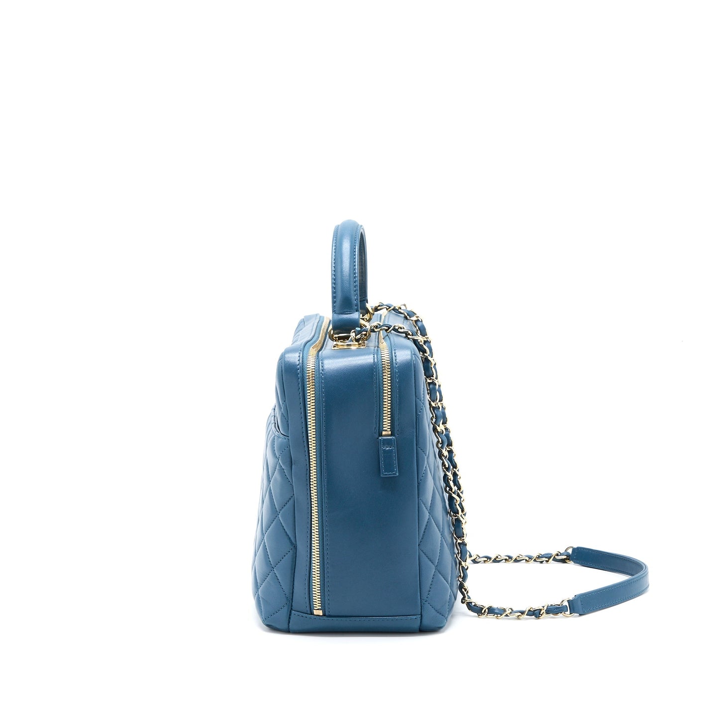 Chanel Quilted Large Trendy CC Bowling Bag Lambskin Blue L