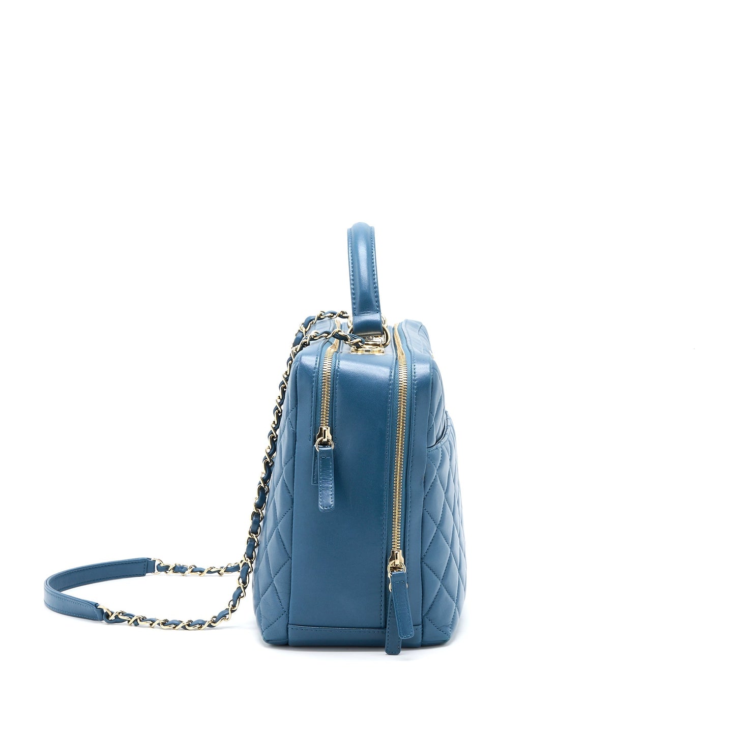 Chanel Quilted Large Trendy CC Bowling Bag Lambskin Blue L