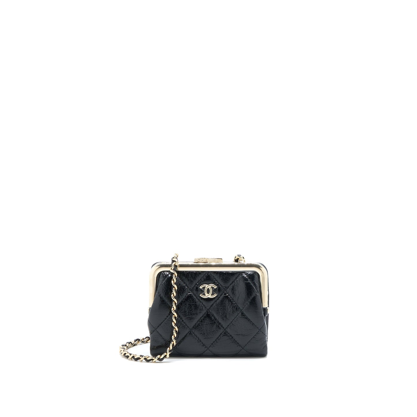 Chanel Quilted Mini Clip With Chain Aged Calfskin Black L