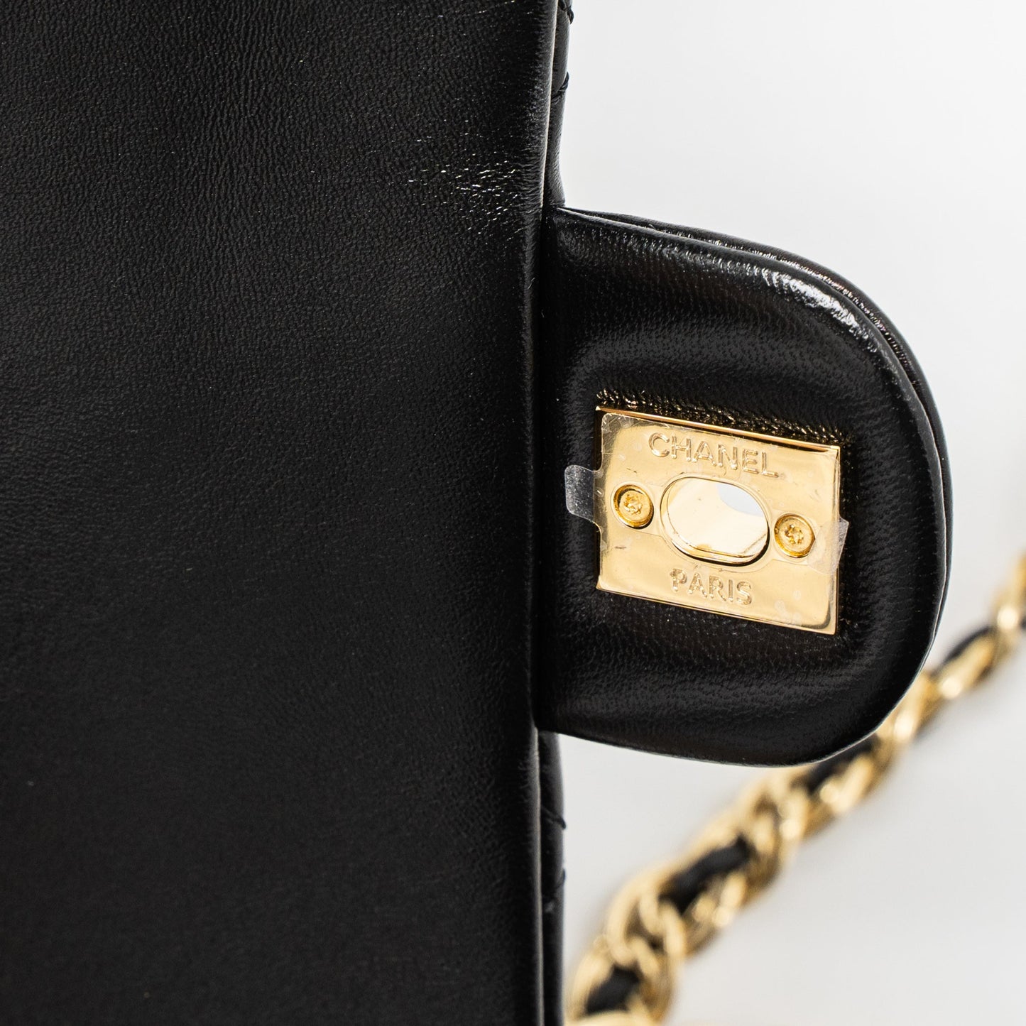 Chanel 23S Detail Top Handle Mini Rectangular Flap Bag Shiny Lambskin Black  (Microchip)