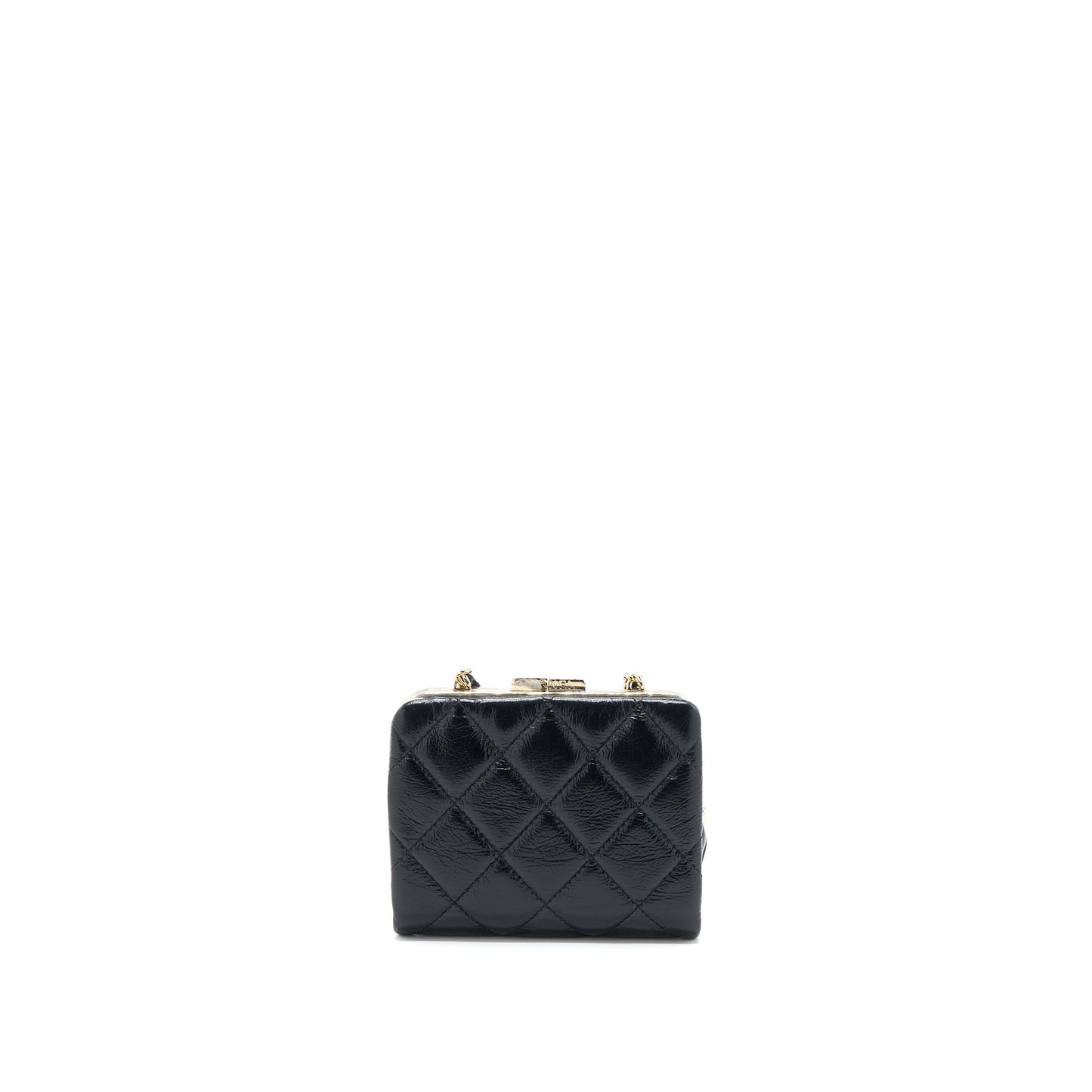Chanel Quilted Mini Clip With Chain Aged Calfskin Black L
