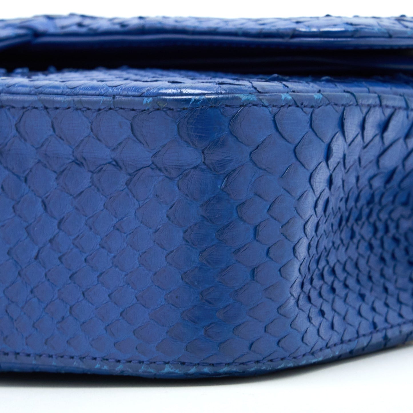 Chanel Medium Classic Double Flap Bag Python Blue