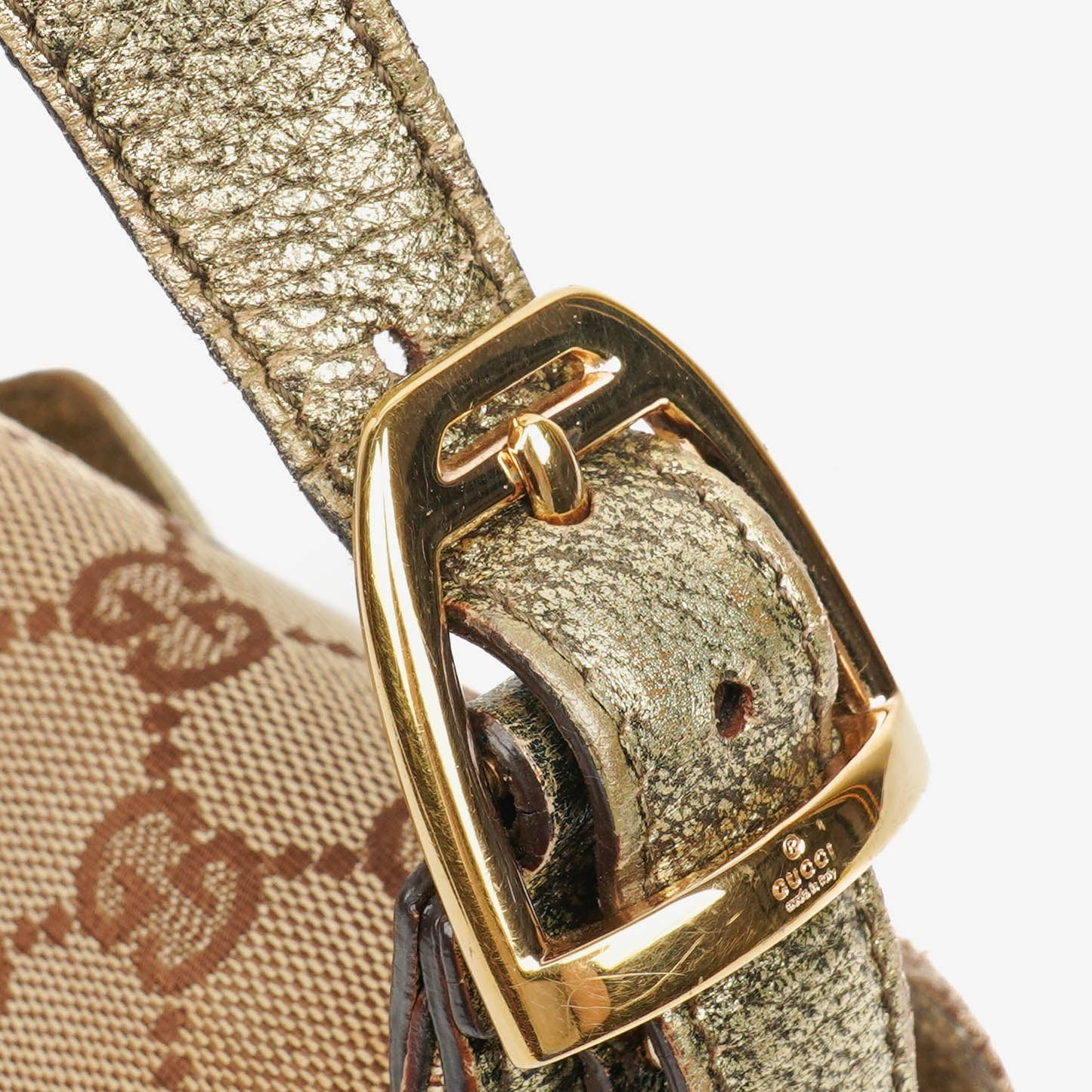 Gucci Beige/Metalic GG Canvas Horsebit Shoulder Bag