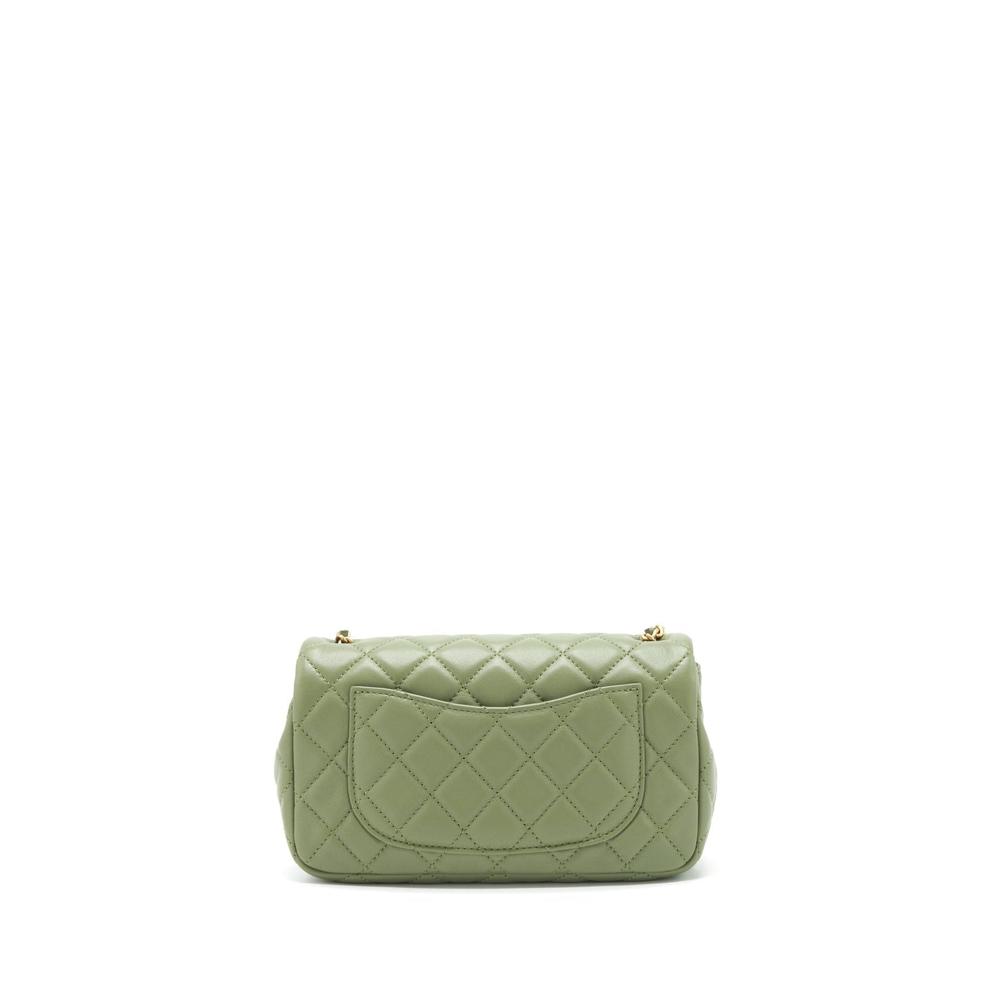 Chanel Pearl Crush Mini Rectangular Flap Bag 21B Lambskin Green