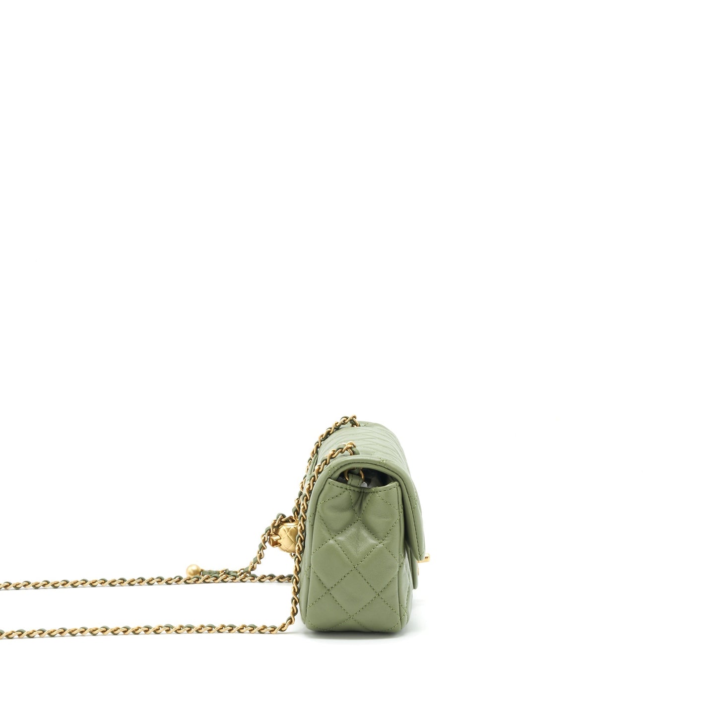 Chanel Pearl Crush Mini Rectangular Flap Bag 21B Lambskin Green