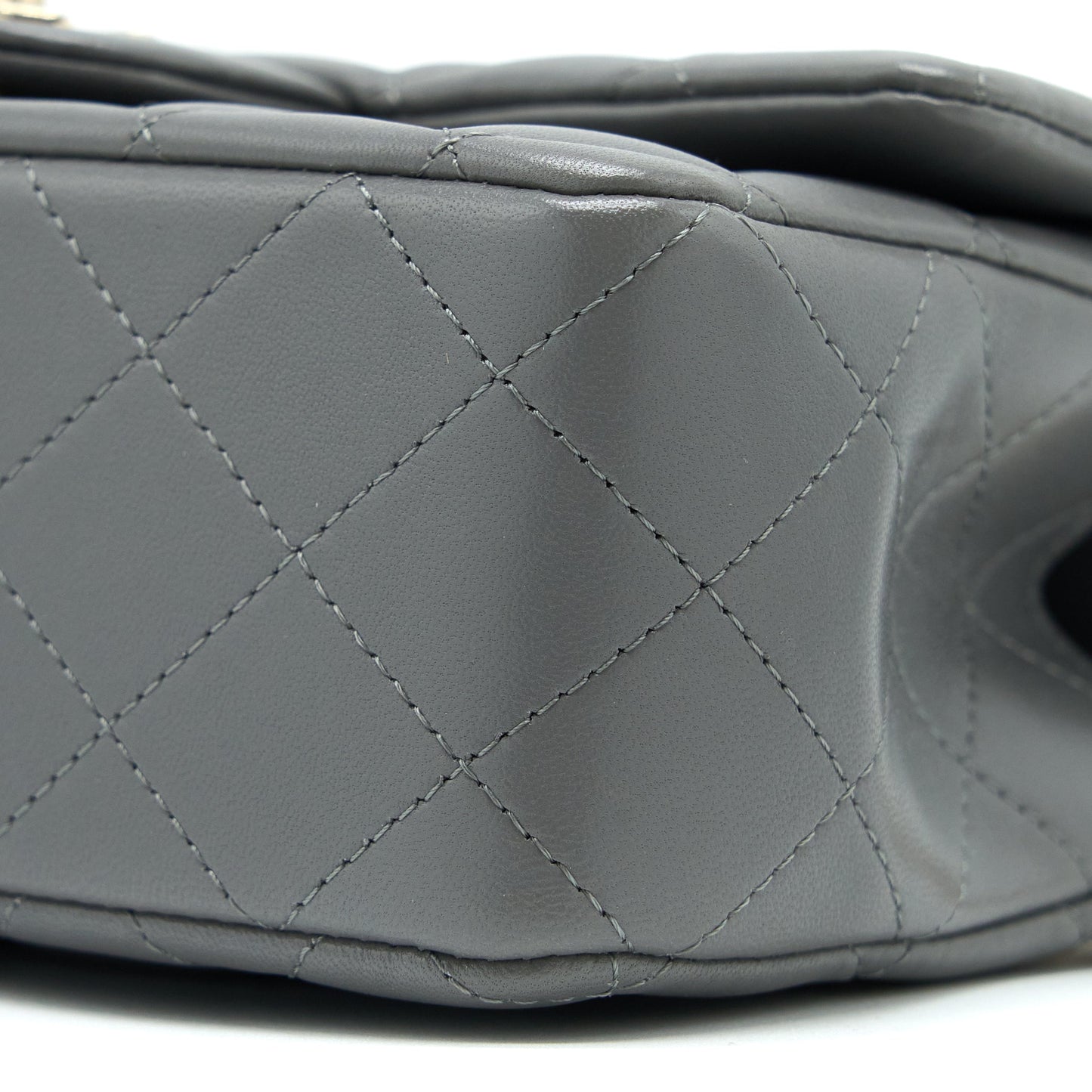 Chanel Top handle Mini Rectangular Flap Bag Lambskin Grey L (Microchip)