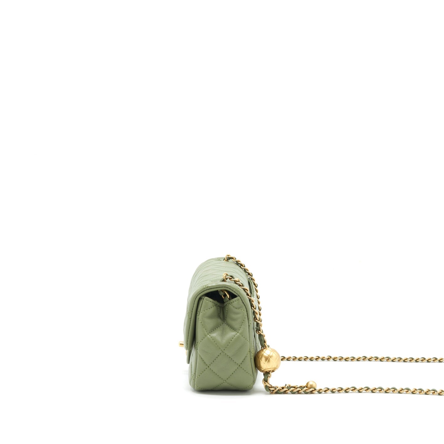 Chanel Pearl Crush Mini Rectangular Flap Bag 21B Lambskin Green