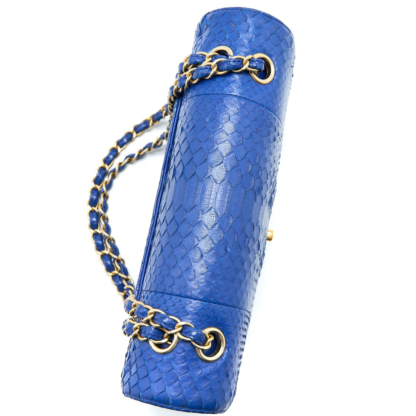 Chanel Medium Classic Double Flap Bag Python Blue