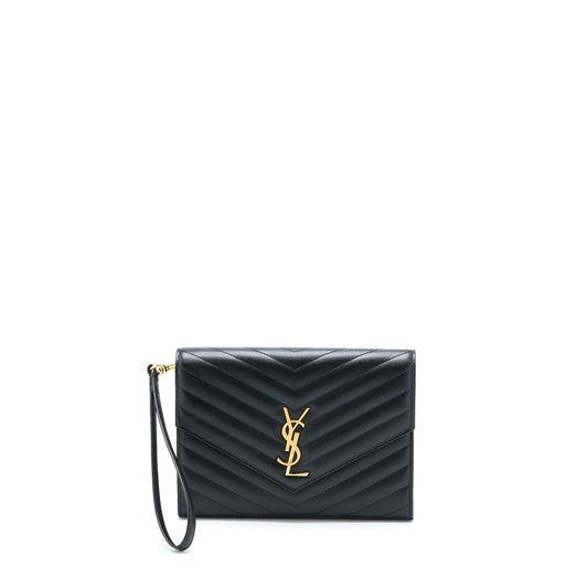 Saint Laurent/ Envelop Clutch Grained Calfskin Black