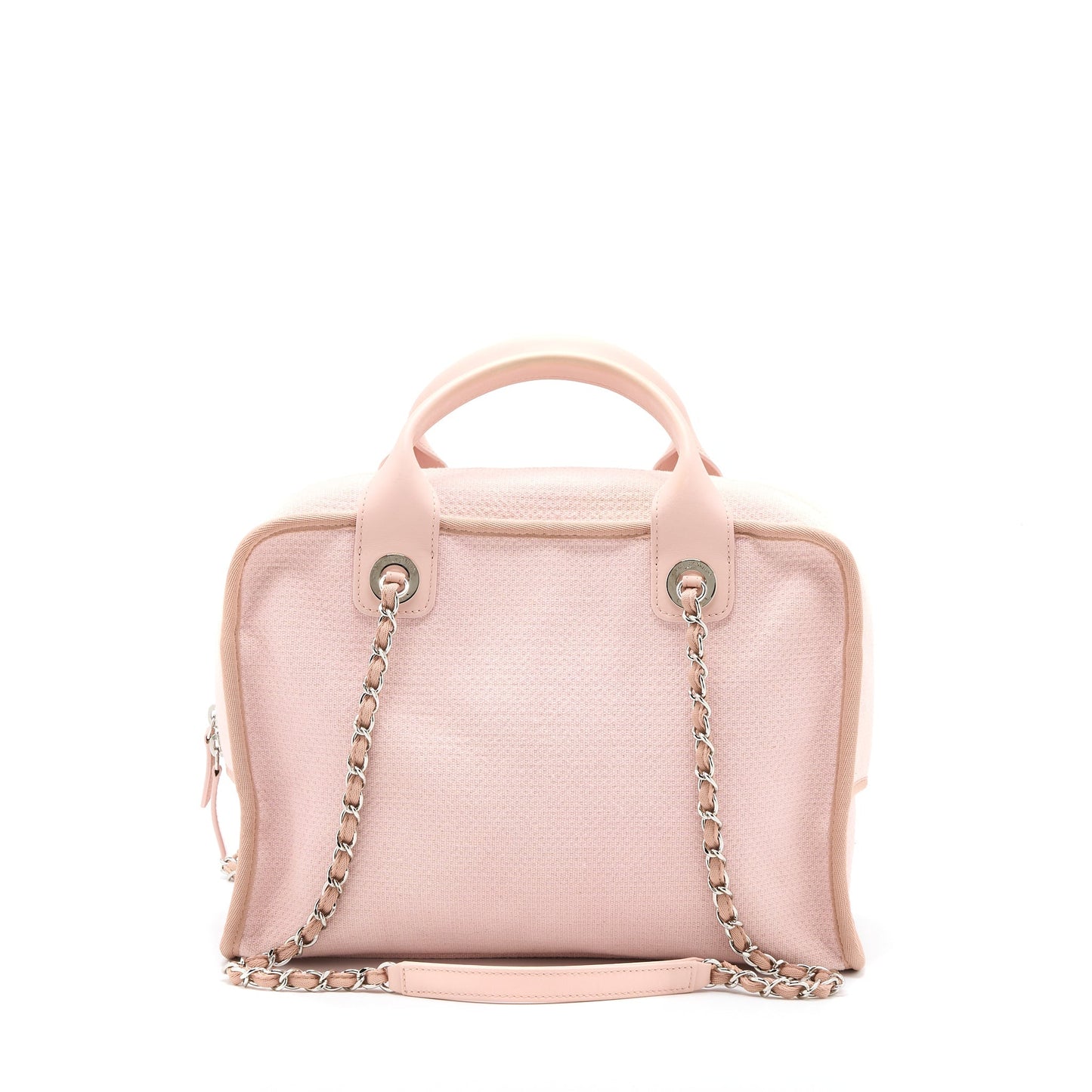 Chanel Deauville Bowling Bag Canvas/Leather Light Pink