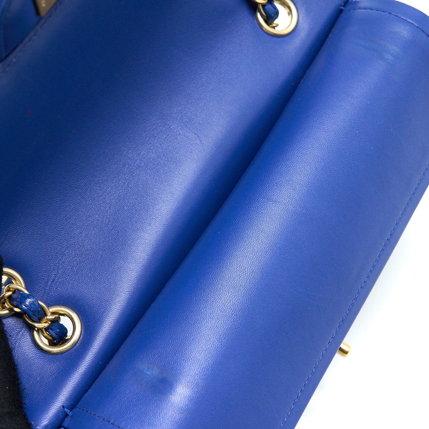 Chanel Medium Classic Double Flap Bag Python Blue