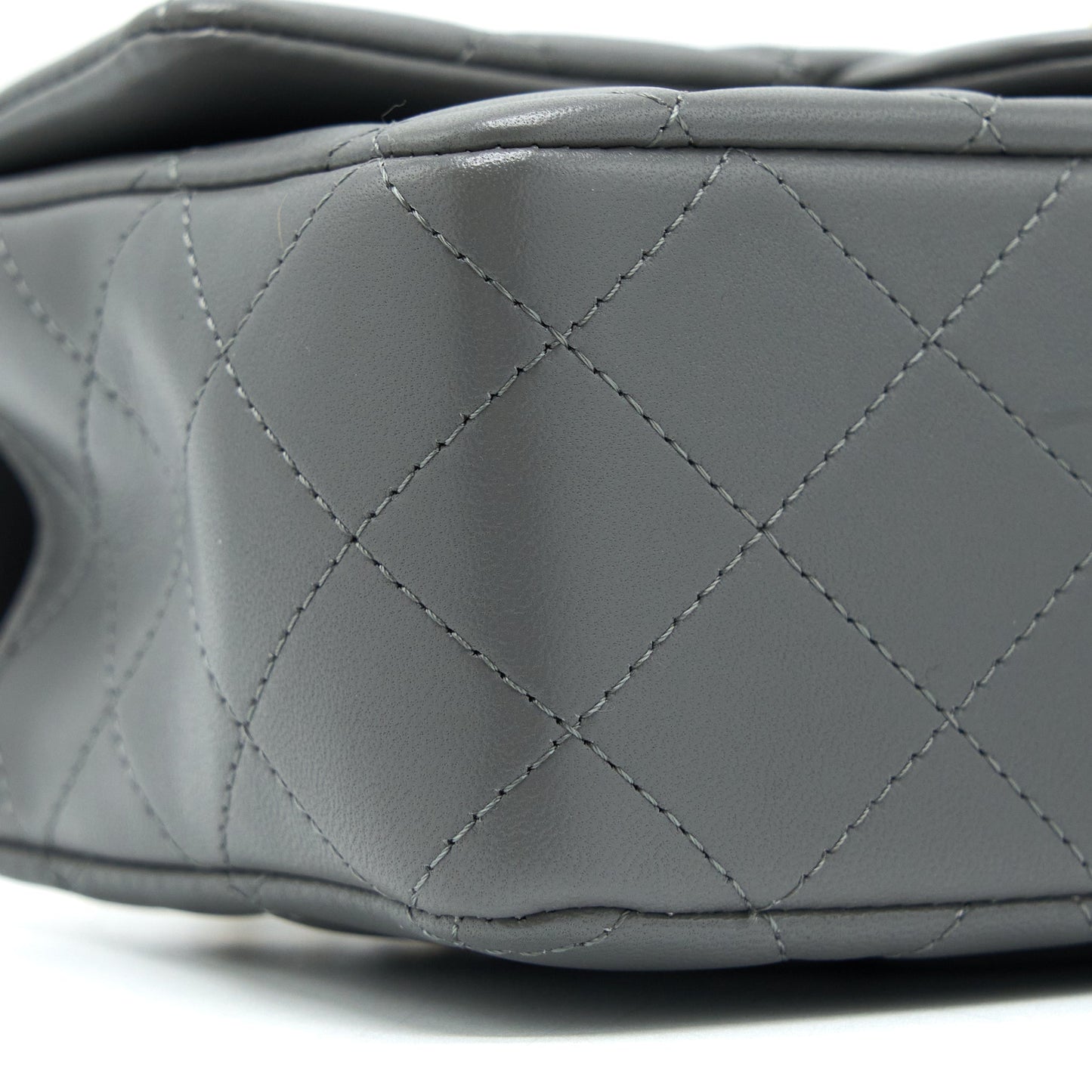 Chanel Top handle Mini Rectangular Flap Bag Lambskin Grey L (Microchip)