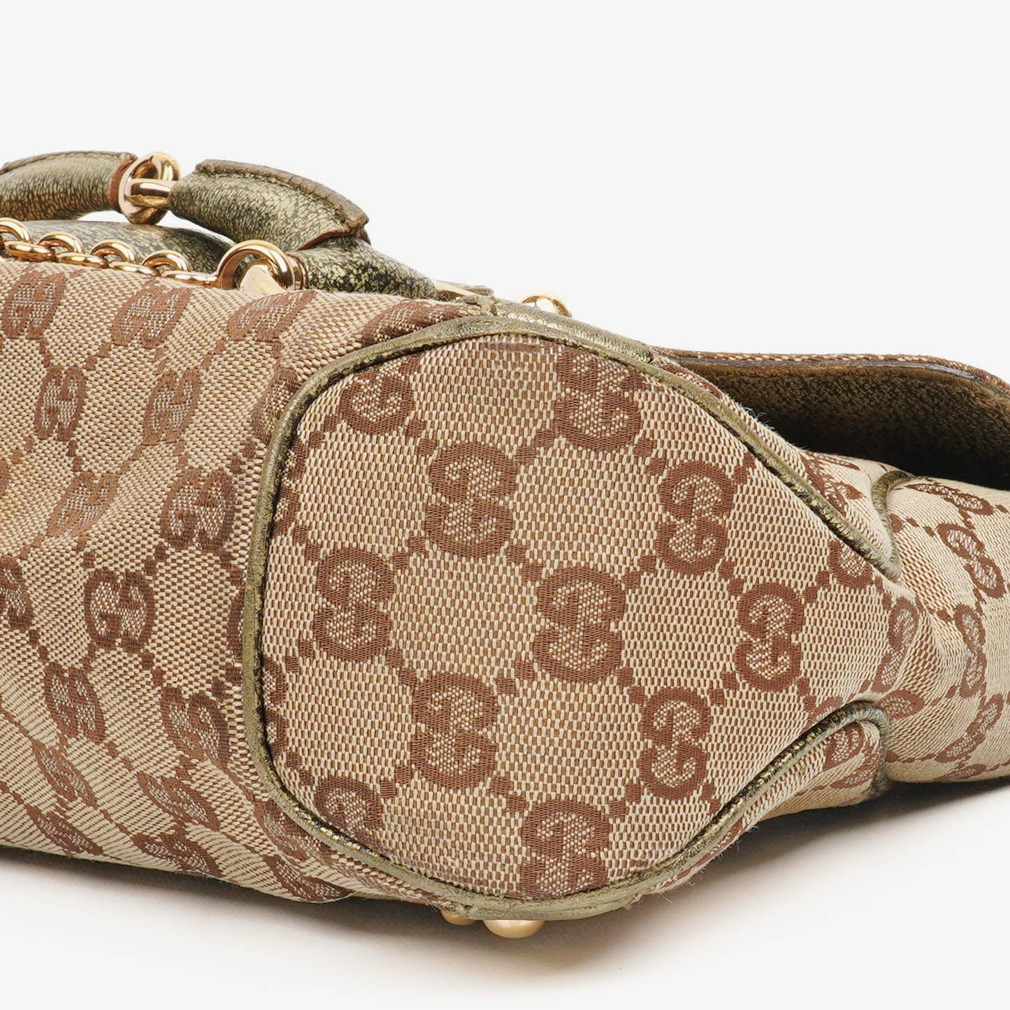 Gucci Beige/Metalic GG Canvas Horsebit Shoulder Bag