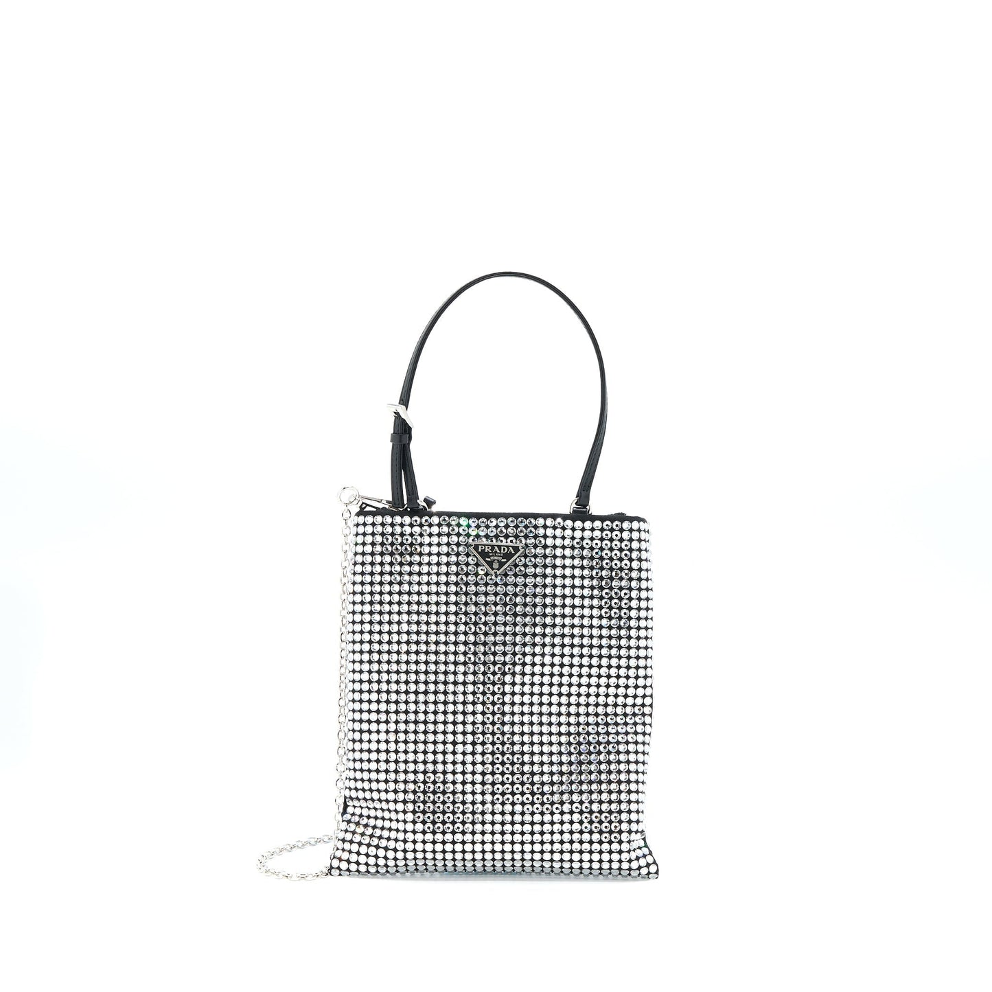 Prada Crystal Satin Handbag With Crystal Black