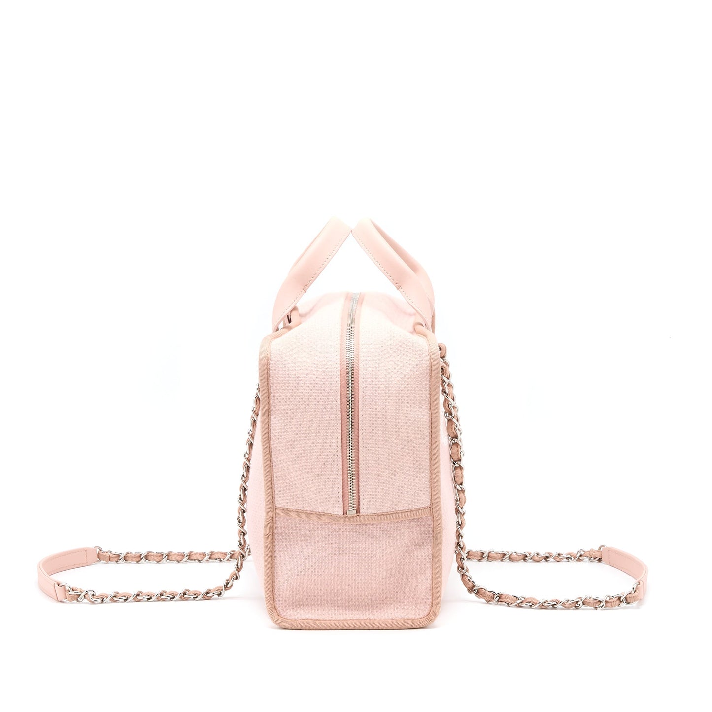 Chanel Deauville Bowling Bag Canvas/Leather Light Pink