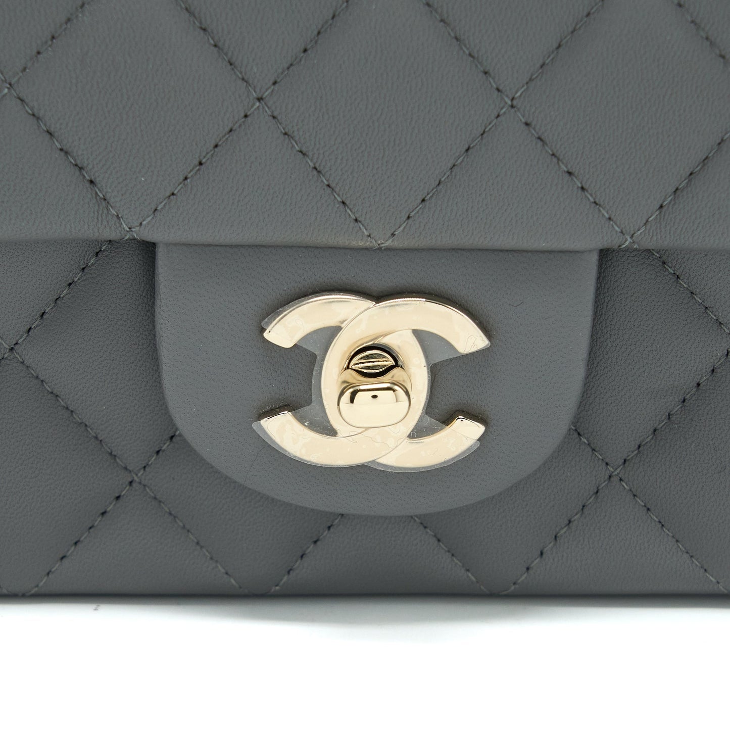 Chanel Top handle Mini Rectangular Flap Bag Lambskin Grey L (Microchip)