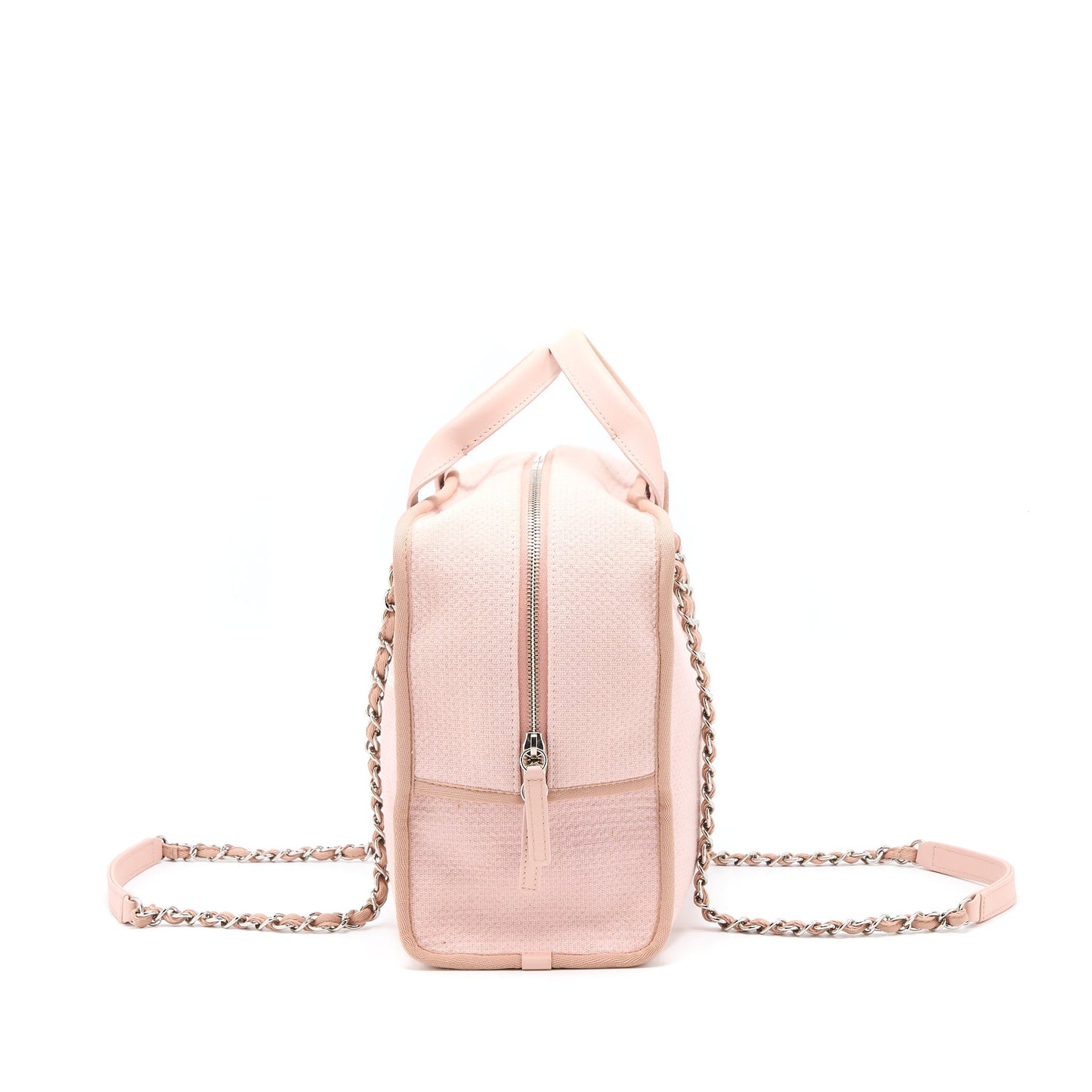 Chanel Deauville Bowling Bag Canvas/Leather Light Pink