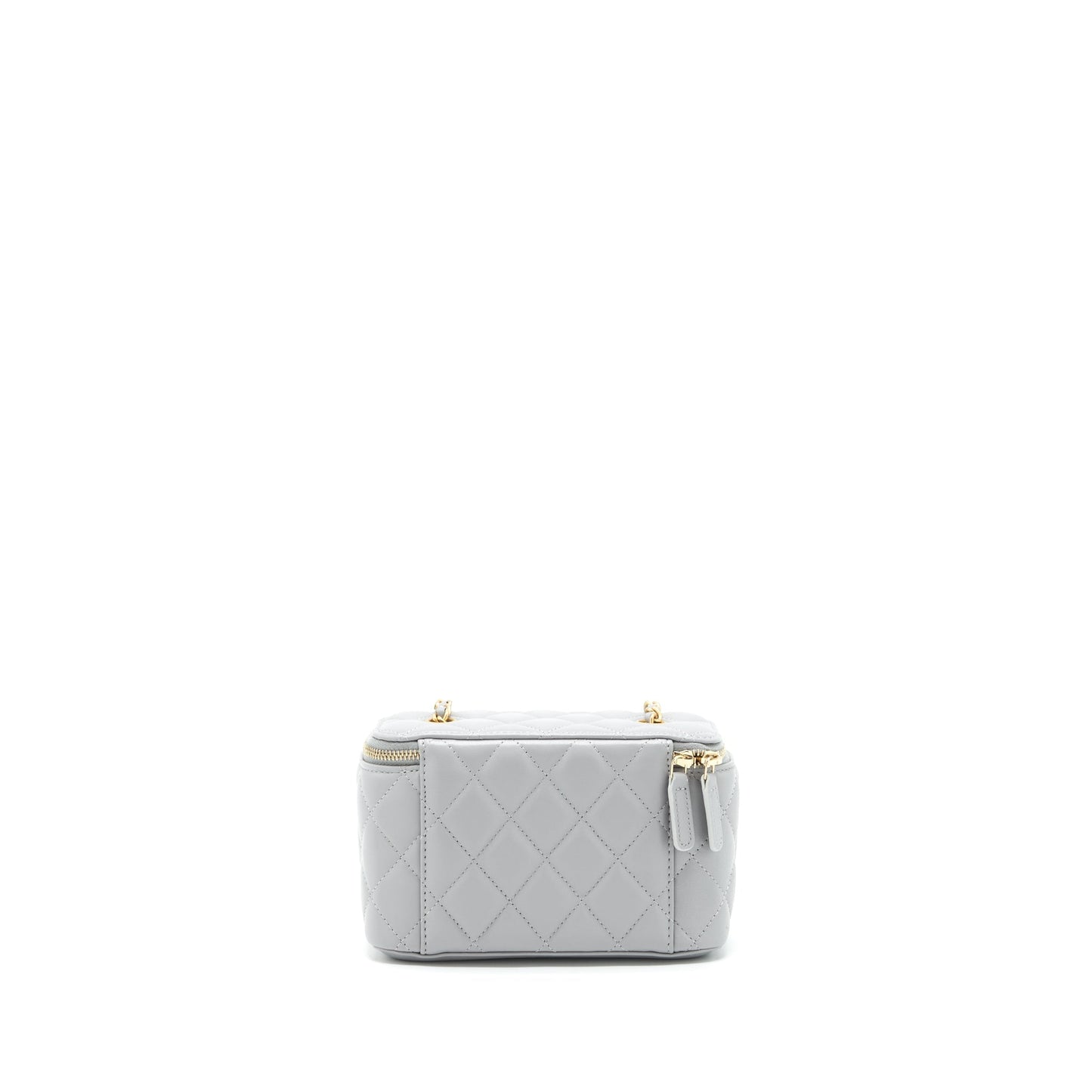 Chanel 21B Pearl Crush Long Vanity With Chain Lambskin Grey
