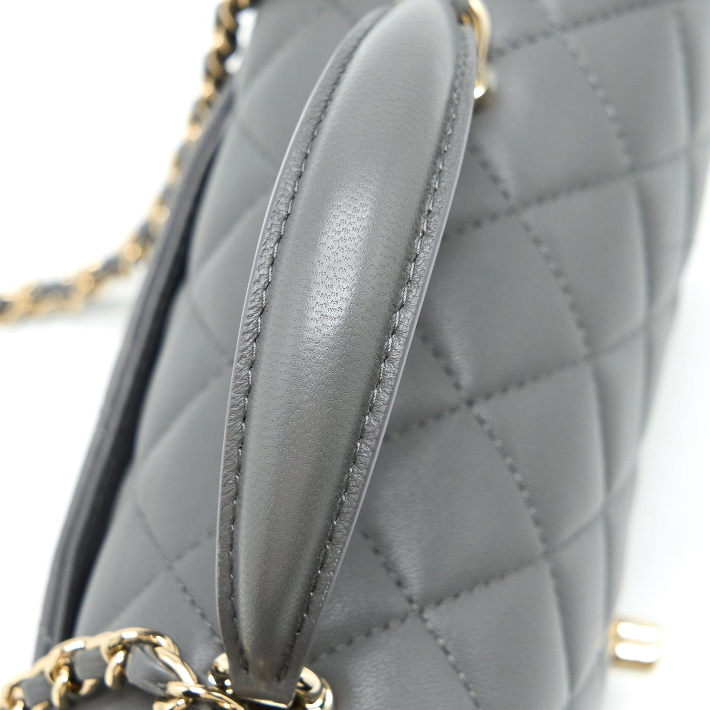 Chanel Top handle Mini Rectangular Flap Bag Lambskin Grey L (Microchip)