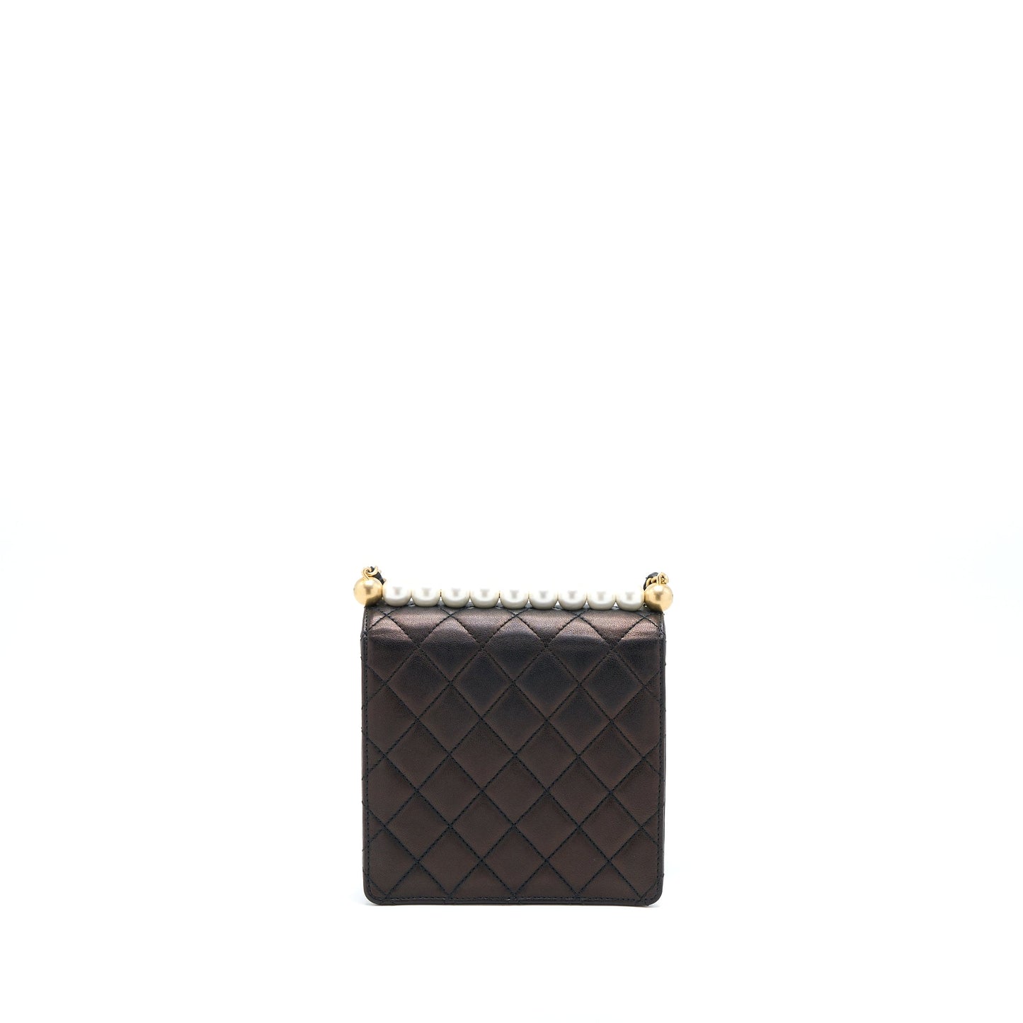 Chanel Vertical Pearl Flap Bag Goatskin Black