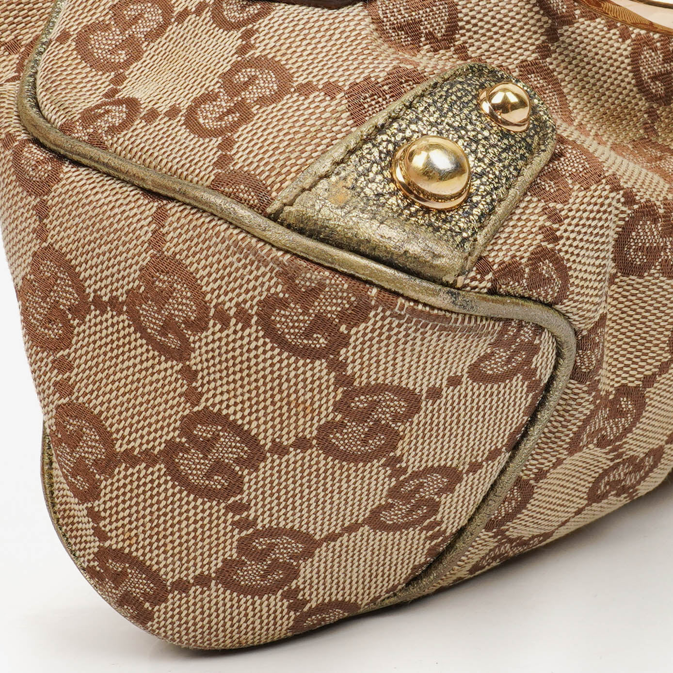Gucci Beige/Metalic GG Canvas Horsebit Shoulder Bag