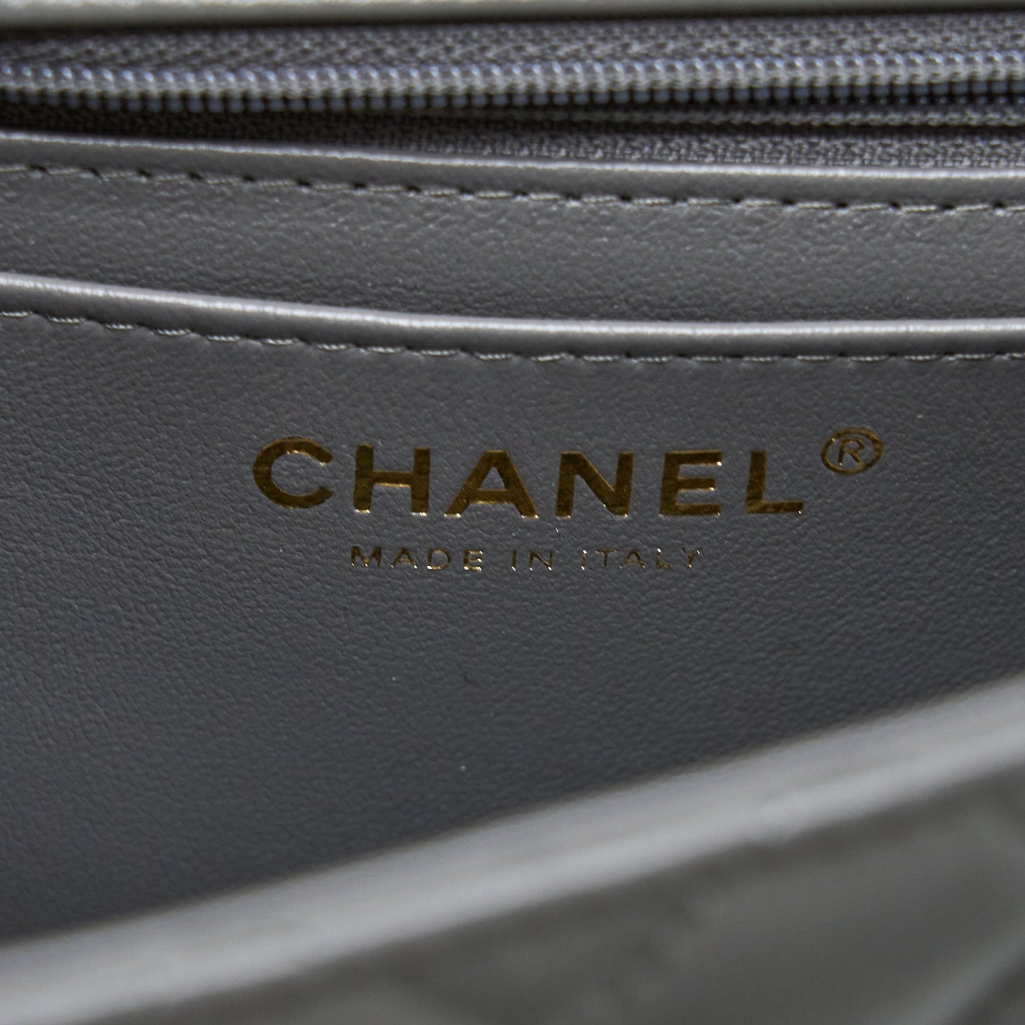 Chanel Top handle Mini Rectangular Flap Bag Lambskin Grey L (Microchip)