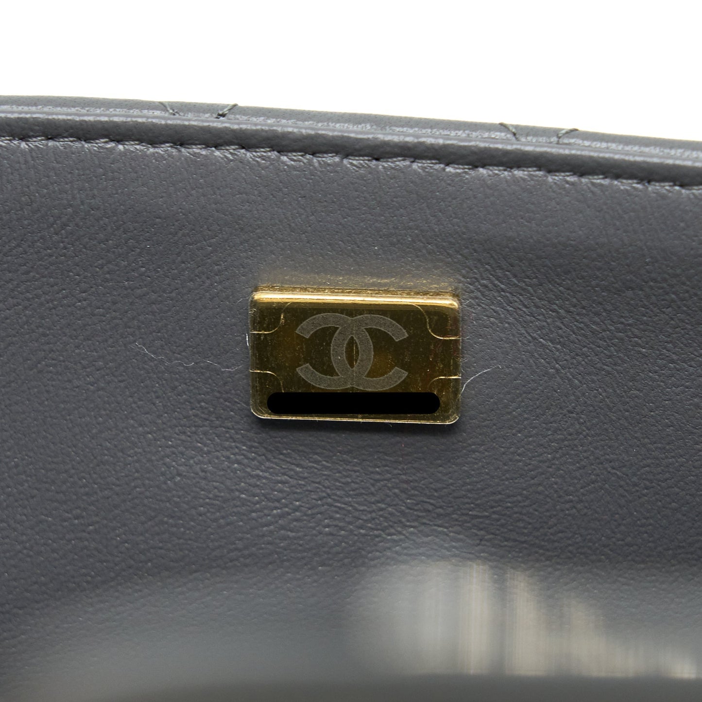 Chanel Top handle Mini Rectangular Flap Bag Lambskin Grey L (Microchip)