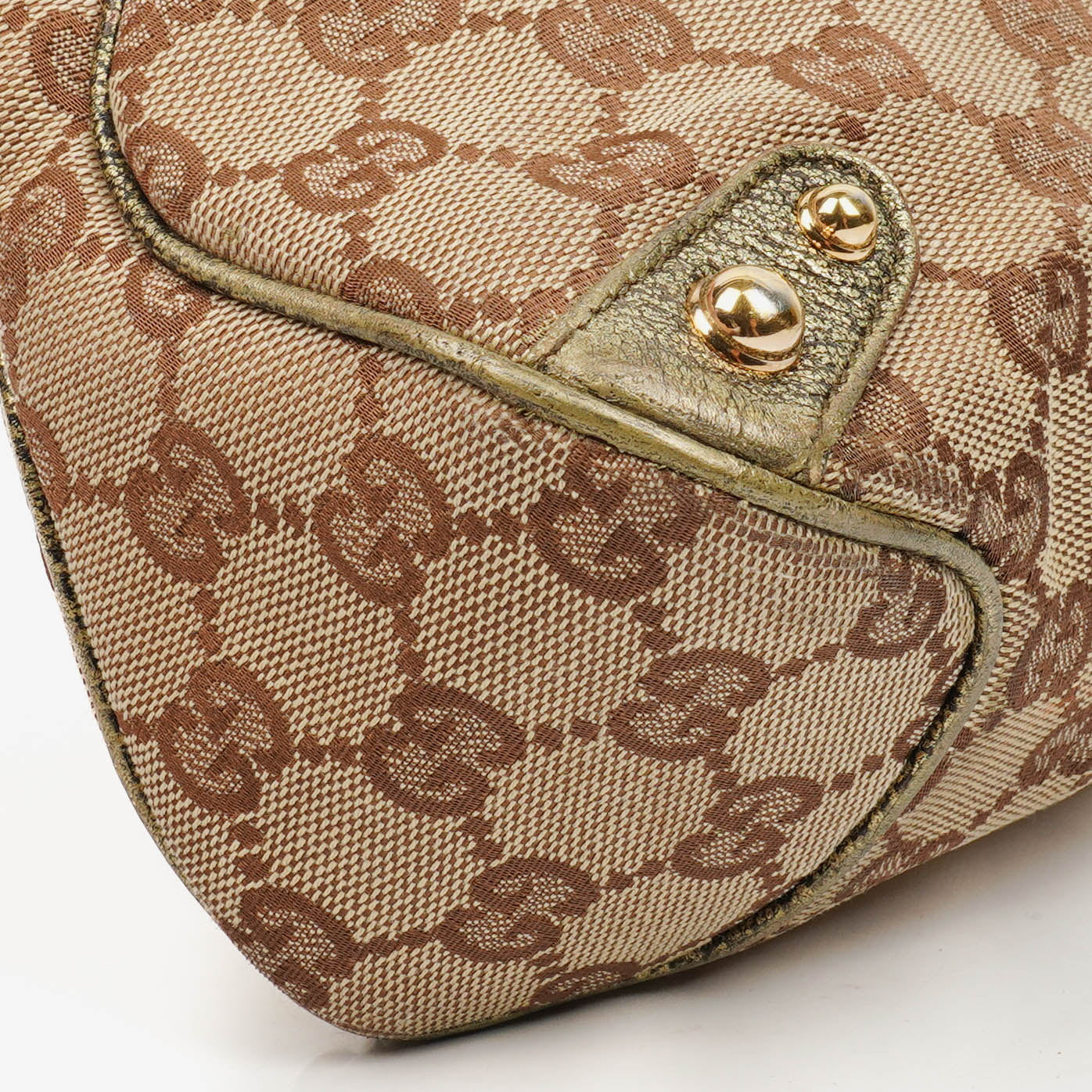 Gucci Beige/Metalic GG Canvas Horsebit Shoulder Bag