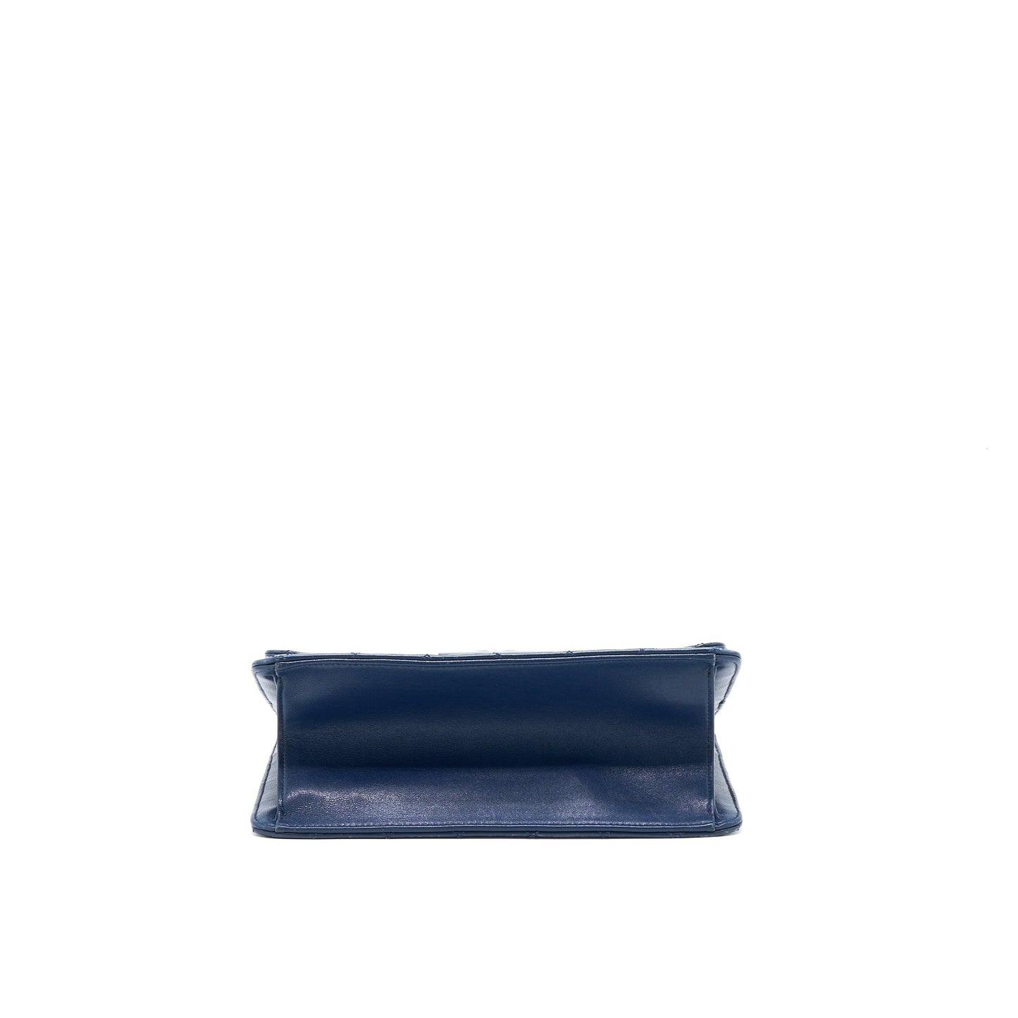 Chanel Quilted Shoulder Bag Goatskin Blue Ruthenium