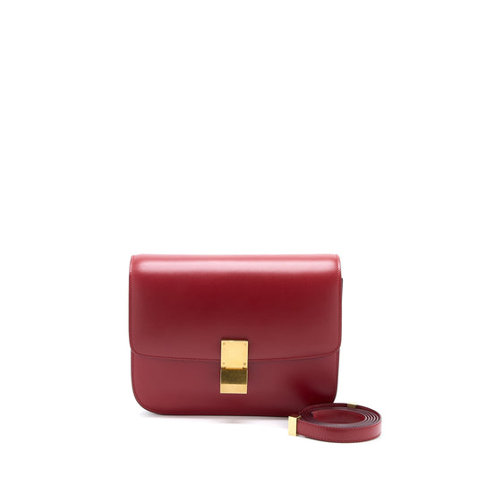 Celine Medium Classic Box Purse Calfskin Red